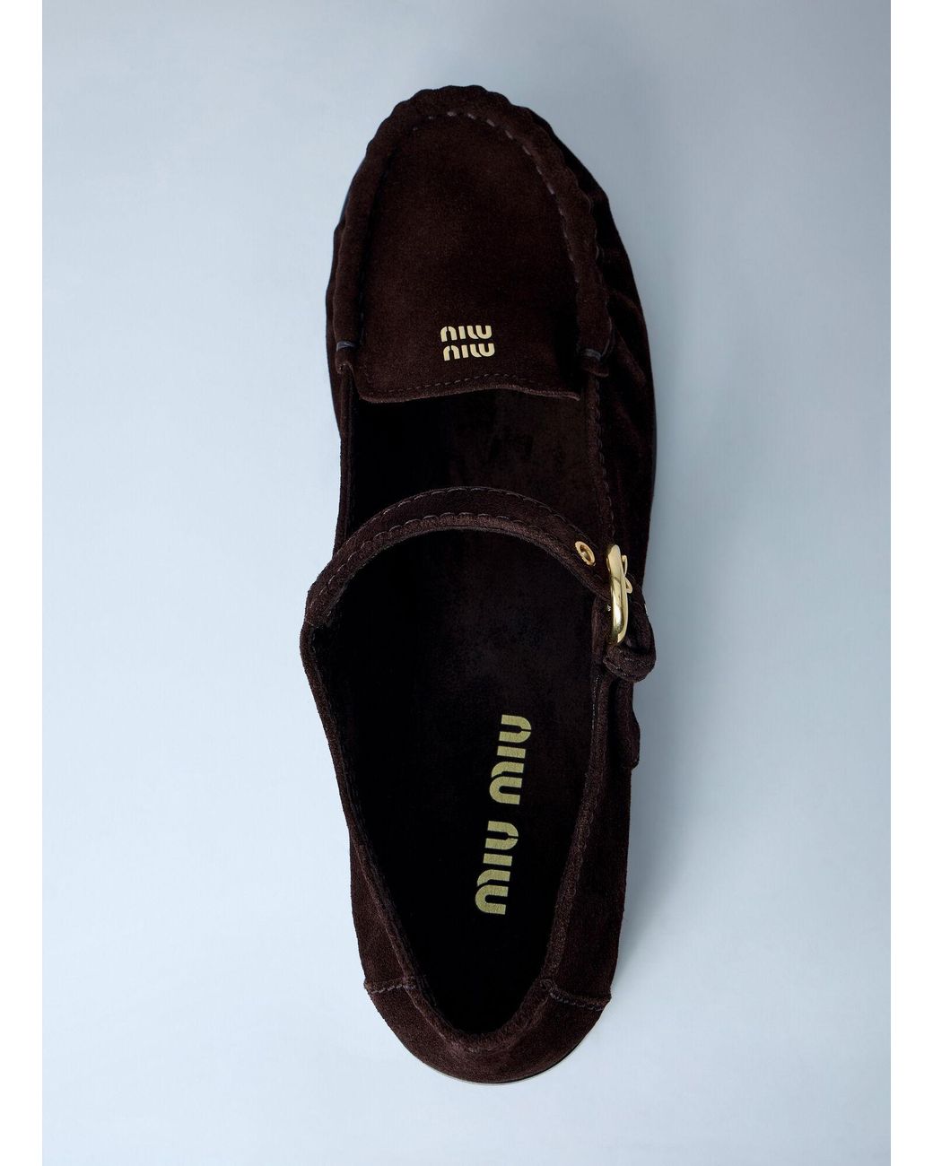 Miu Miu White Suede Mary Jane Loafers