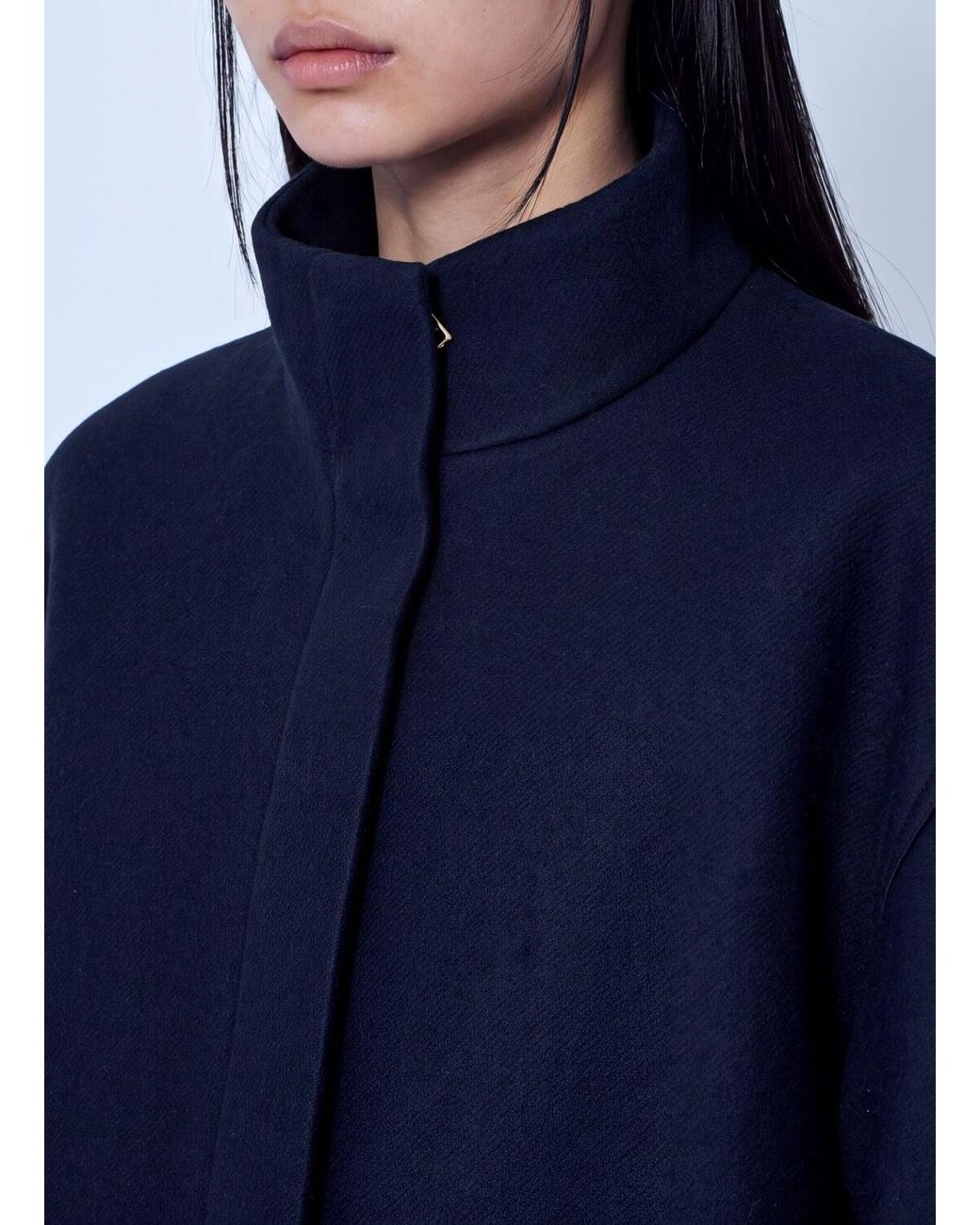 Dries Van Noten Blue High Collar Wool Jacket