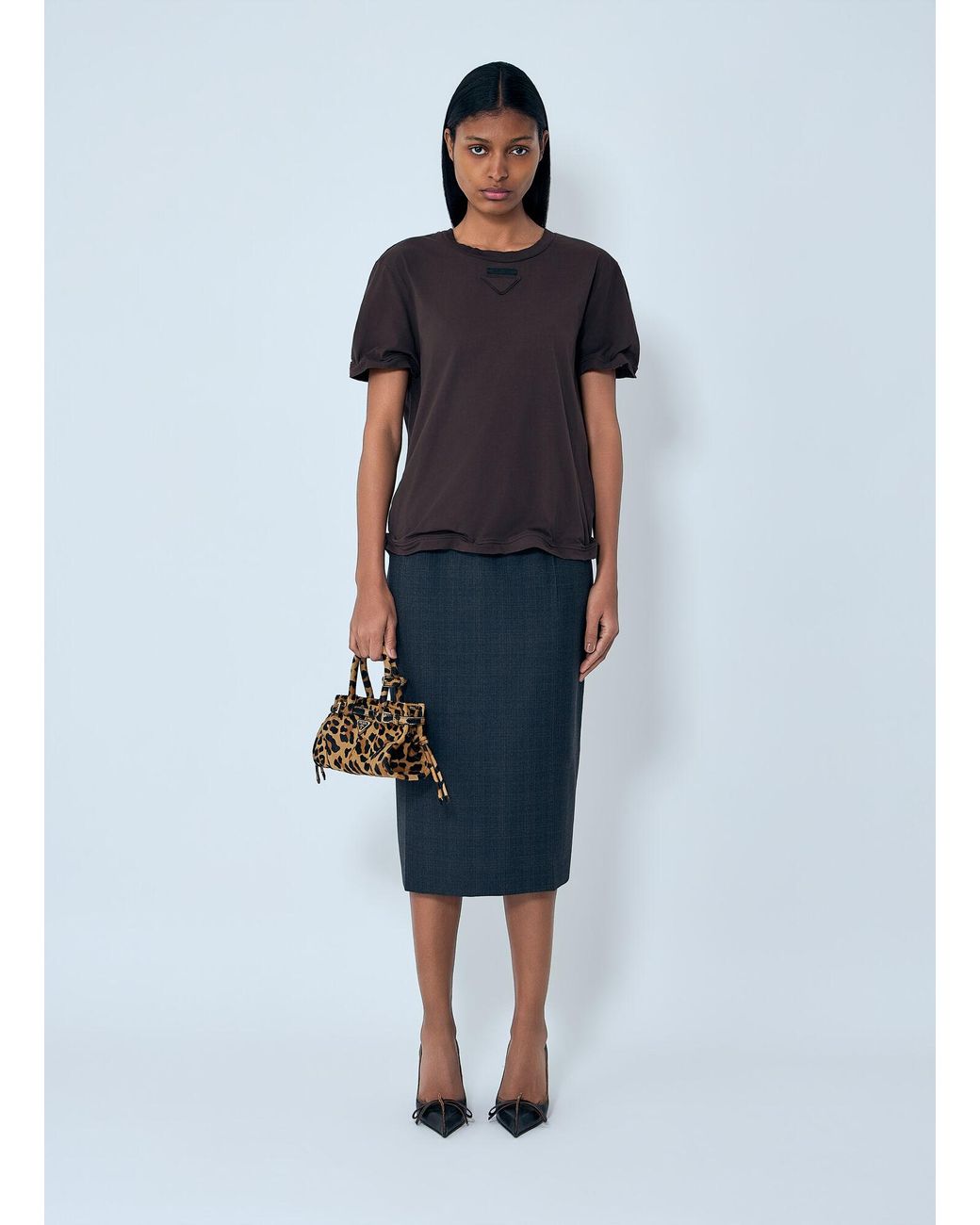 Prada Blue Cotton Jersey T-Shirt