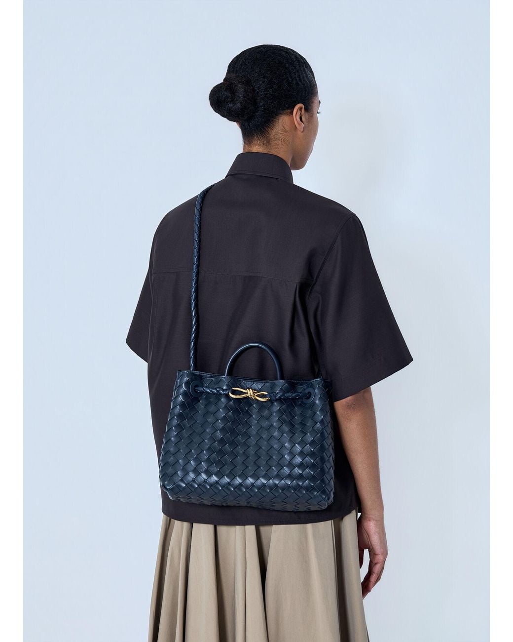 Bottega Veneta Blue Medium Andiamo Handbag