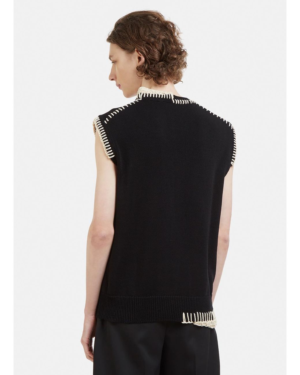 Jil Sander Whipstitch Sleeveless Knit Vest In Black for Men | Lyst 