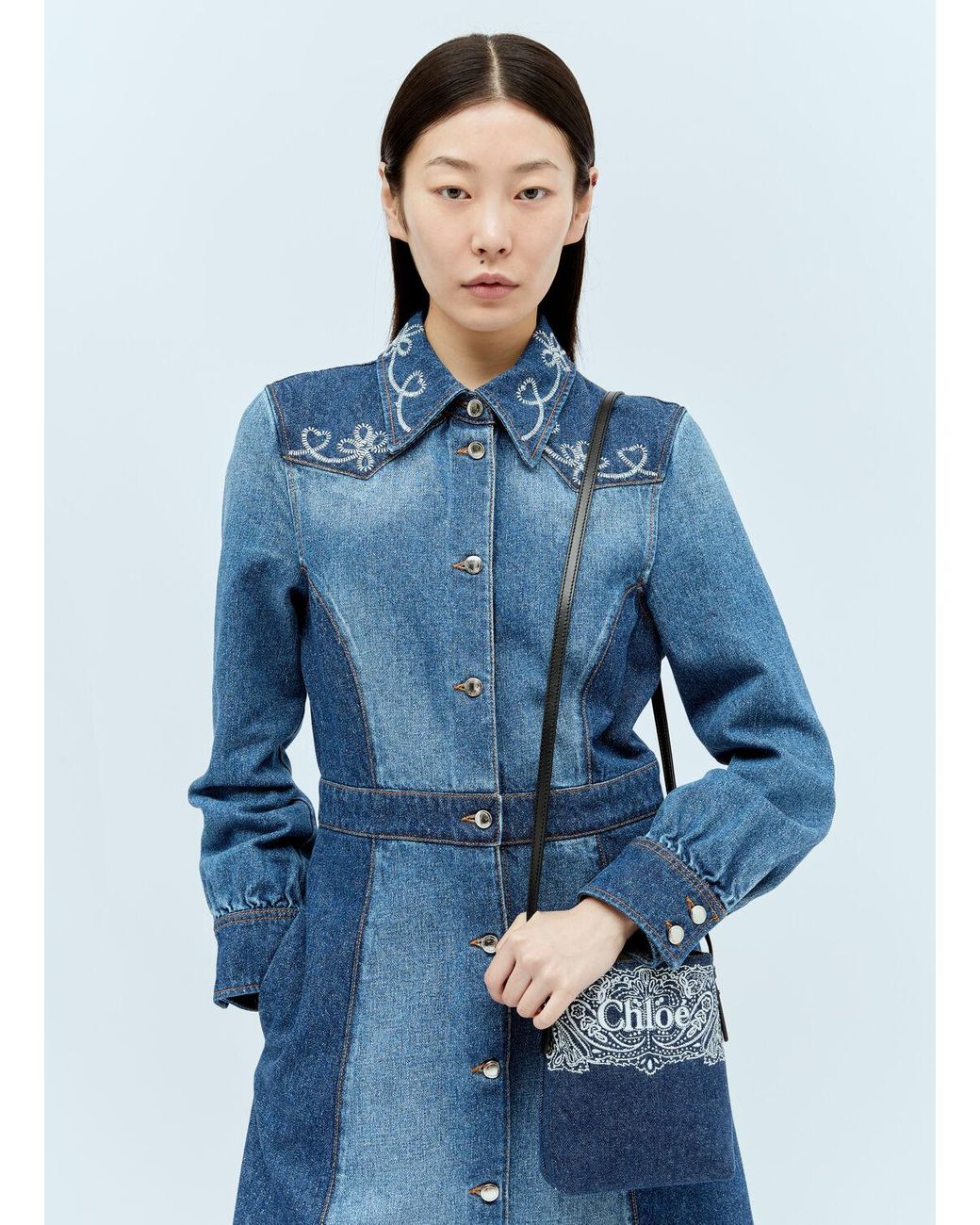 Chloé Sense Micro Tote Bag in Blue | Lyst