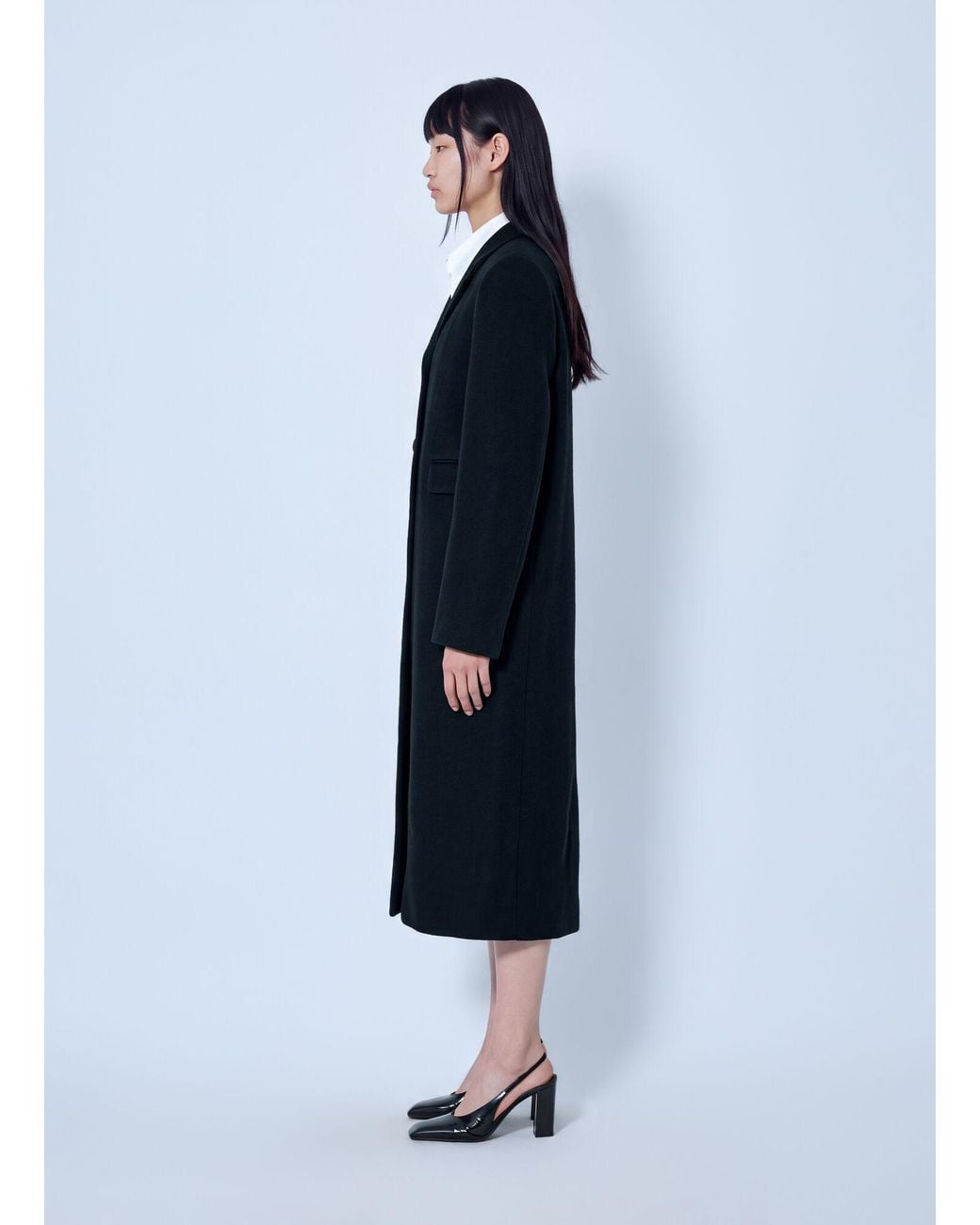 Prada Blue Single-Breasted Wool Coat