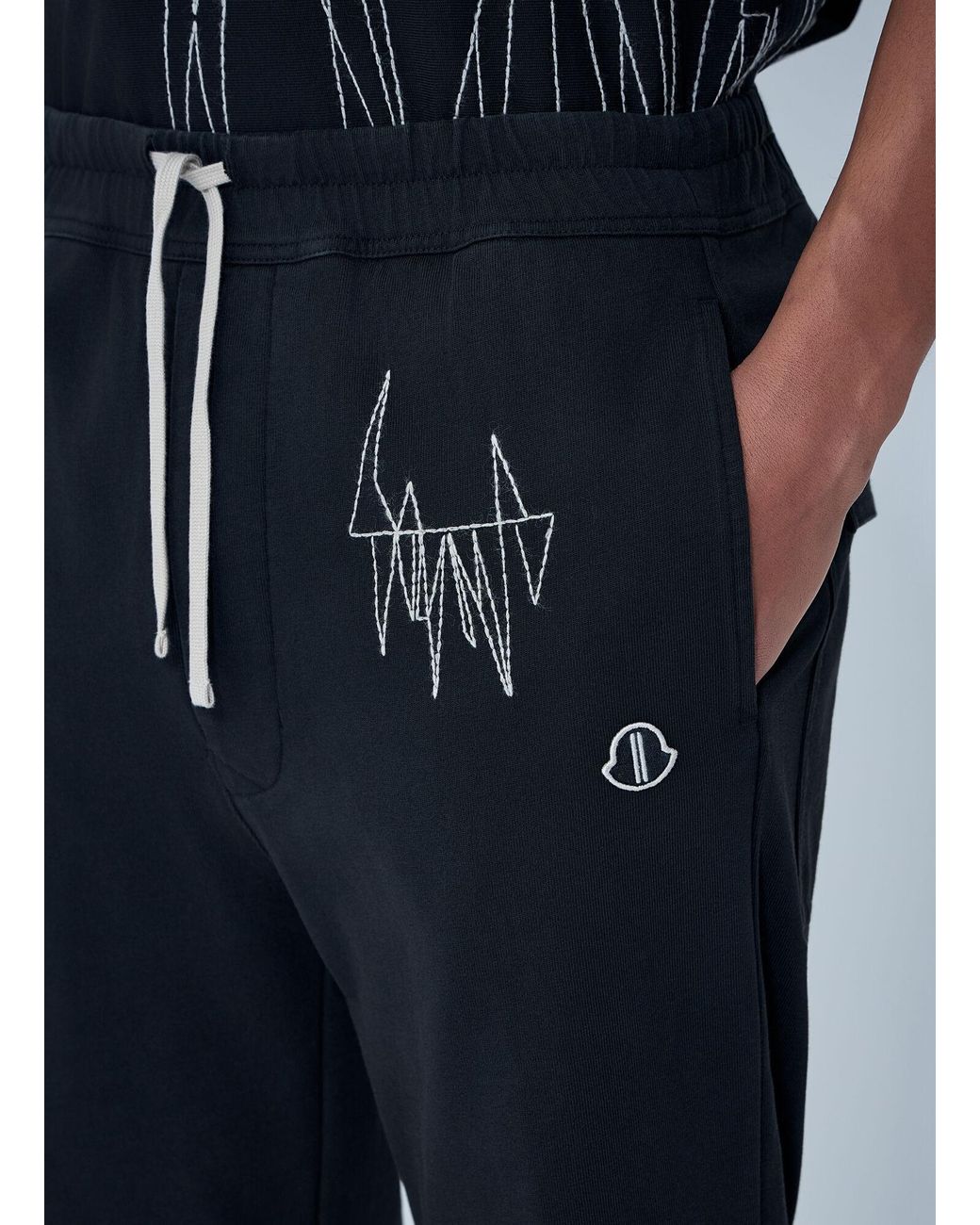 Moncler Blue Rick Owens Elasticated Waist Drawstring Pants for men