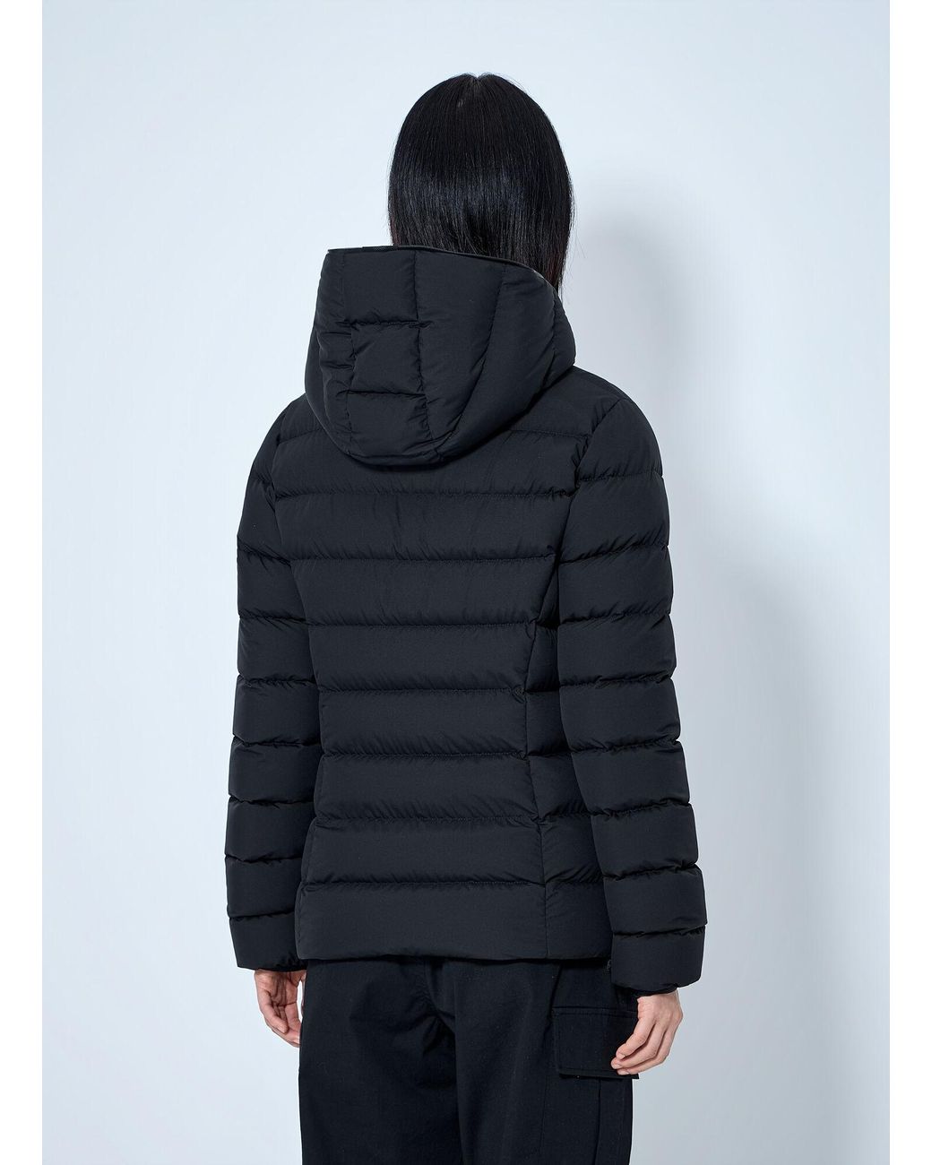 Moncler Blue Herbe Hooded Short Down Jacket