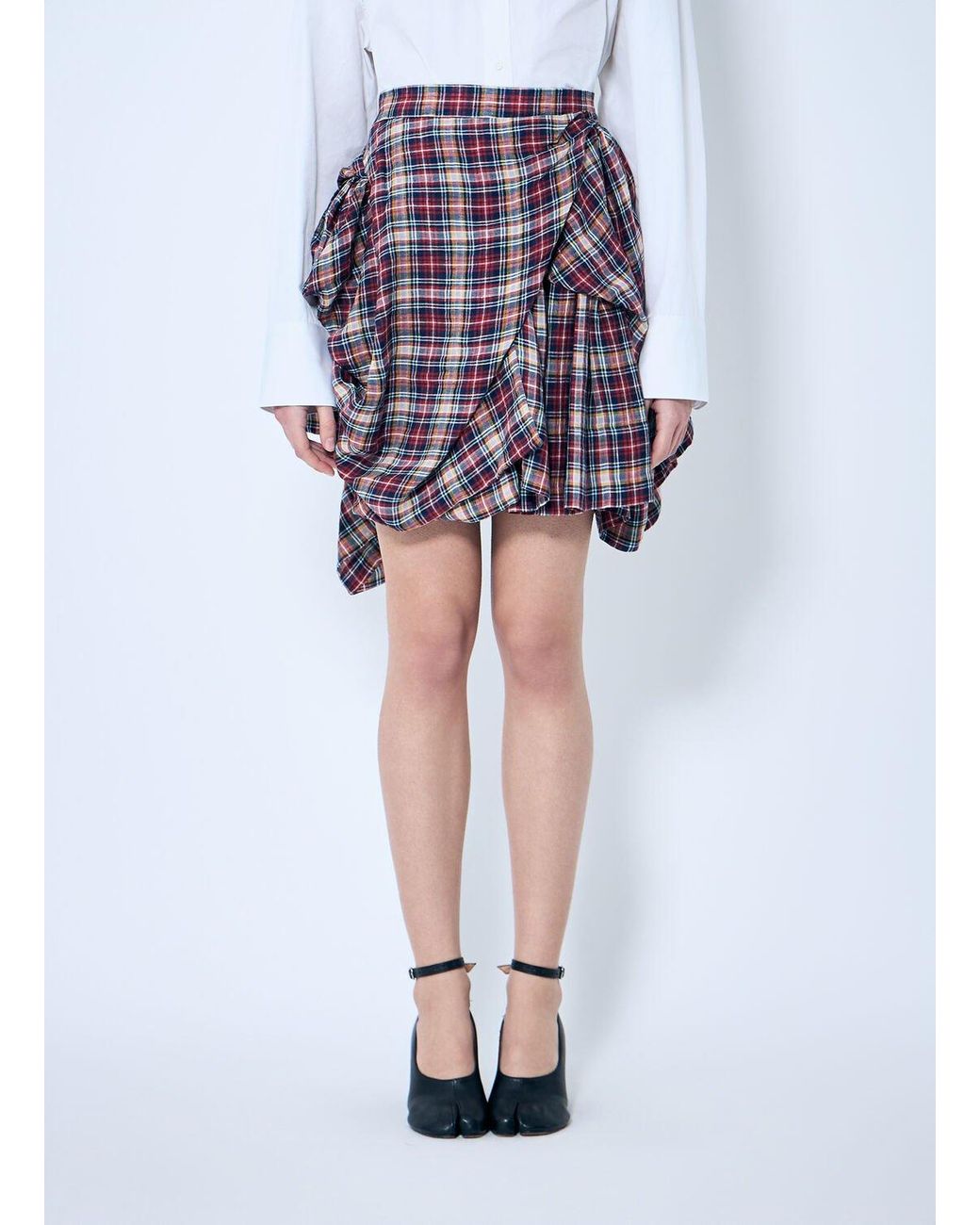 【Vivienne Westwood】アシンメトリー ドレープ NYMPH スカート VIVIENNE WESTWOOD Nymph asymmetric gathered checked linen