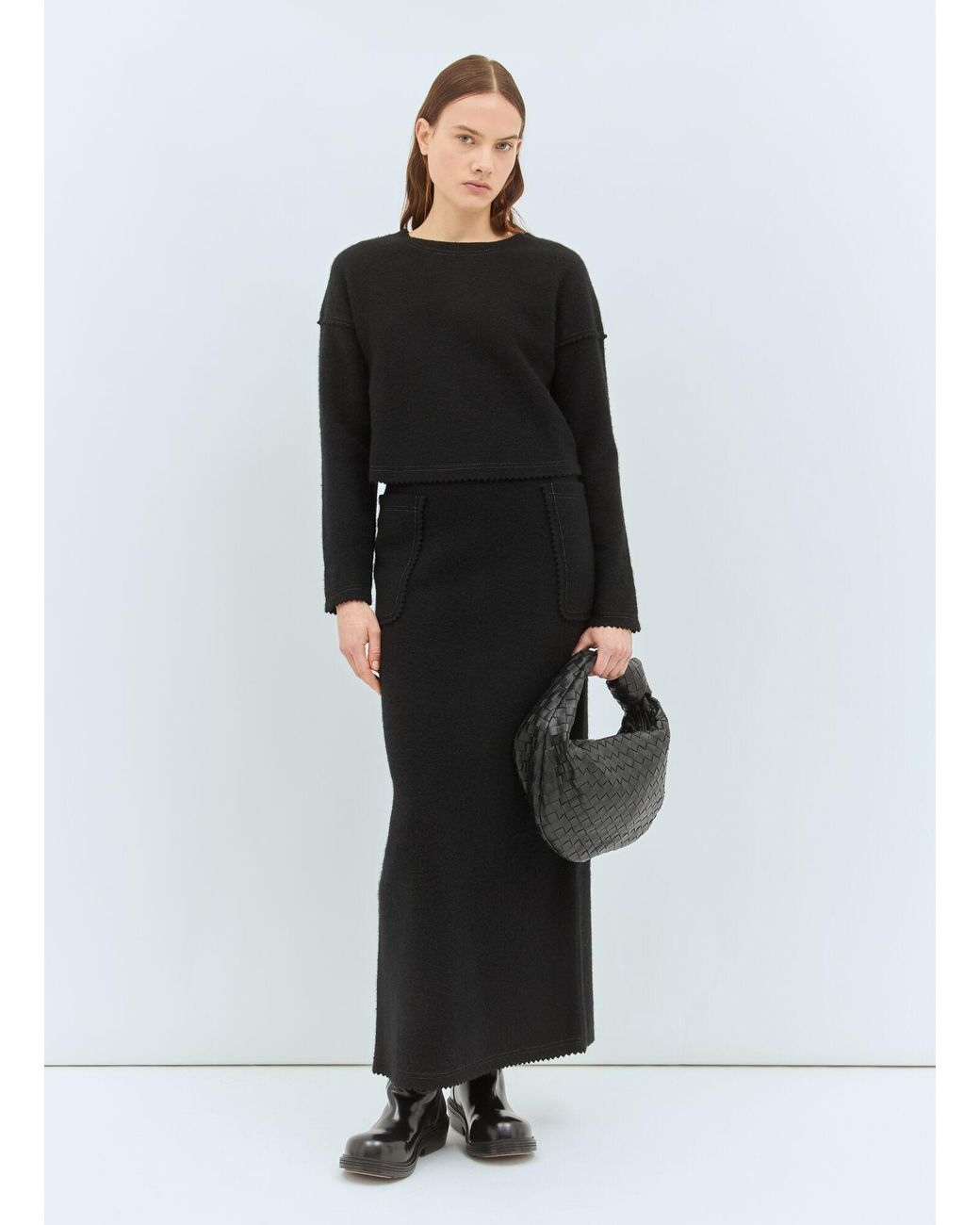 Max Mara Black Wool And Cashmere Cropped Sweater
