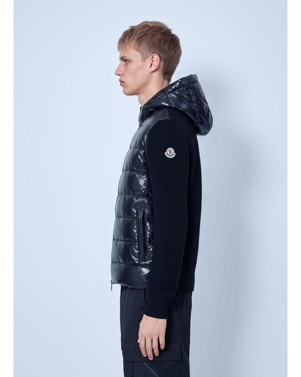 Moncler Blue Cashmere & Wool Blend Padded Zip-up Cardigan for men
