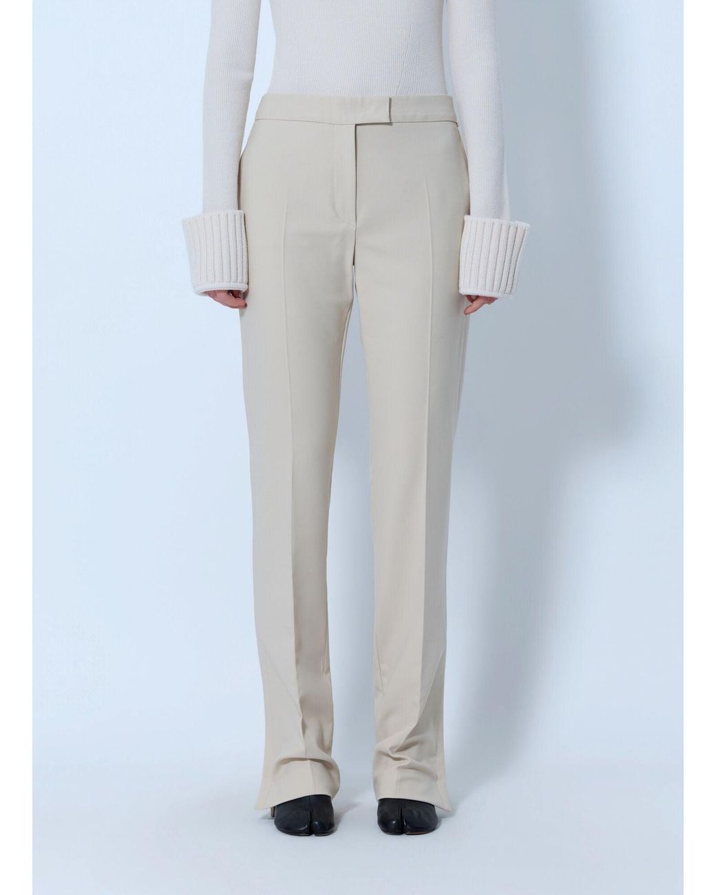 Sportmax Blue Tailored Wool Grain-De-Poudre Trousers