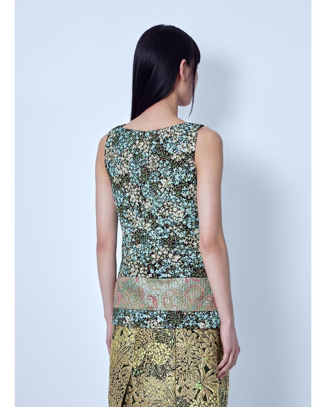 Dries Van Noten Blue Floral Patterned Sleeveless Top
