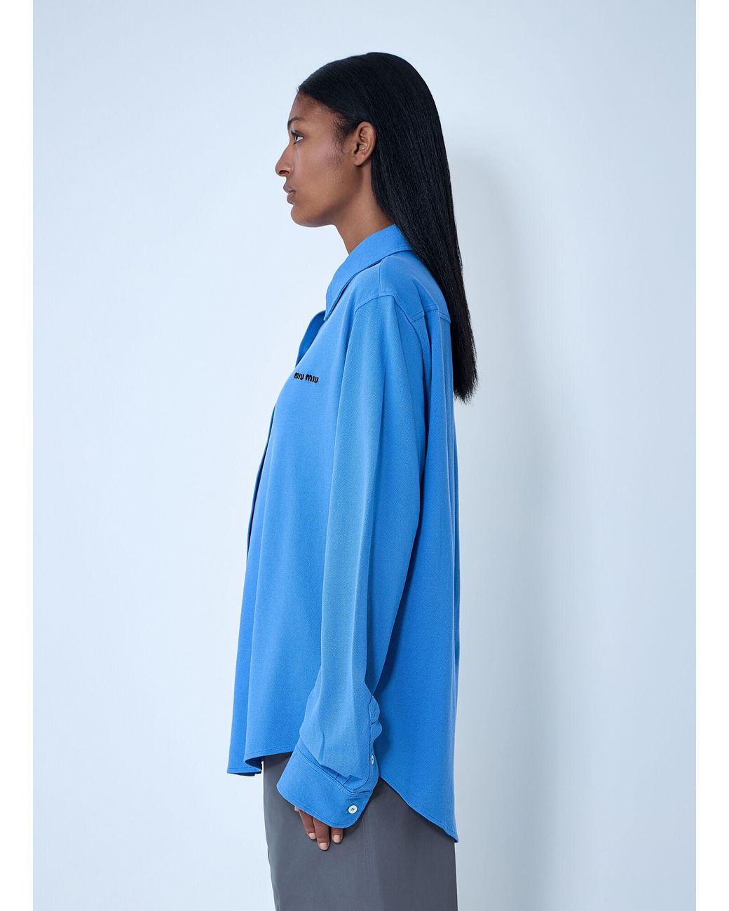 Miu Miu Blue Raw Trims Poplin Shirt