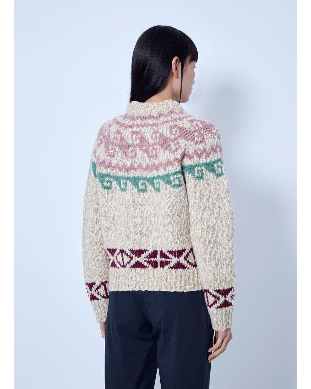 Moncler White Geometric Jacquard Wool Blend Jumper