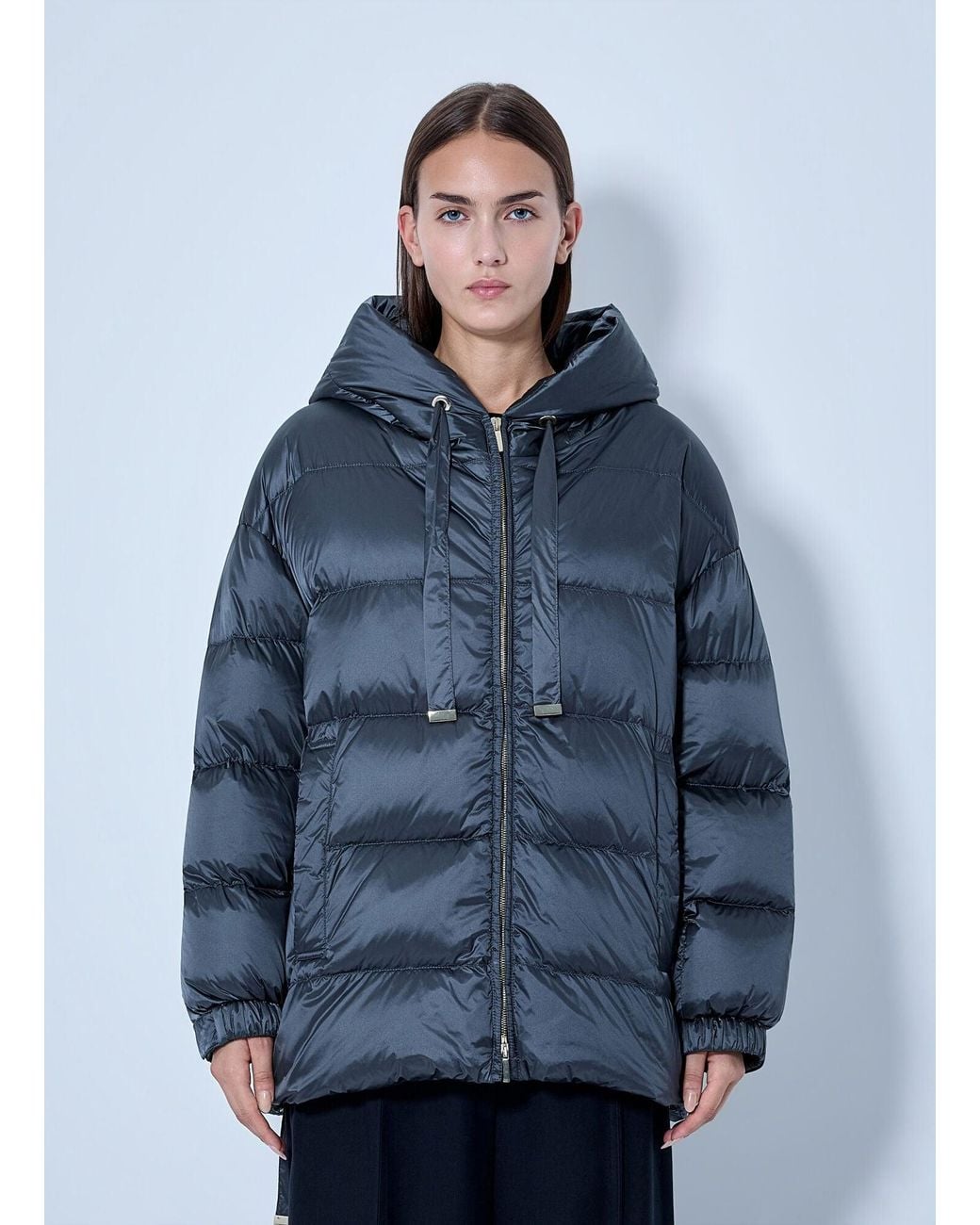 Max Mara Blue Hooded Puffer Jacket
