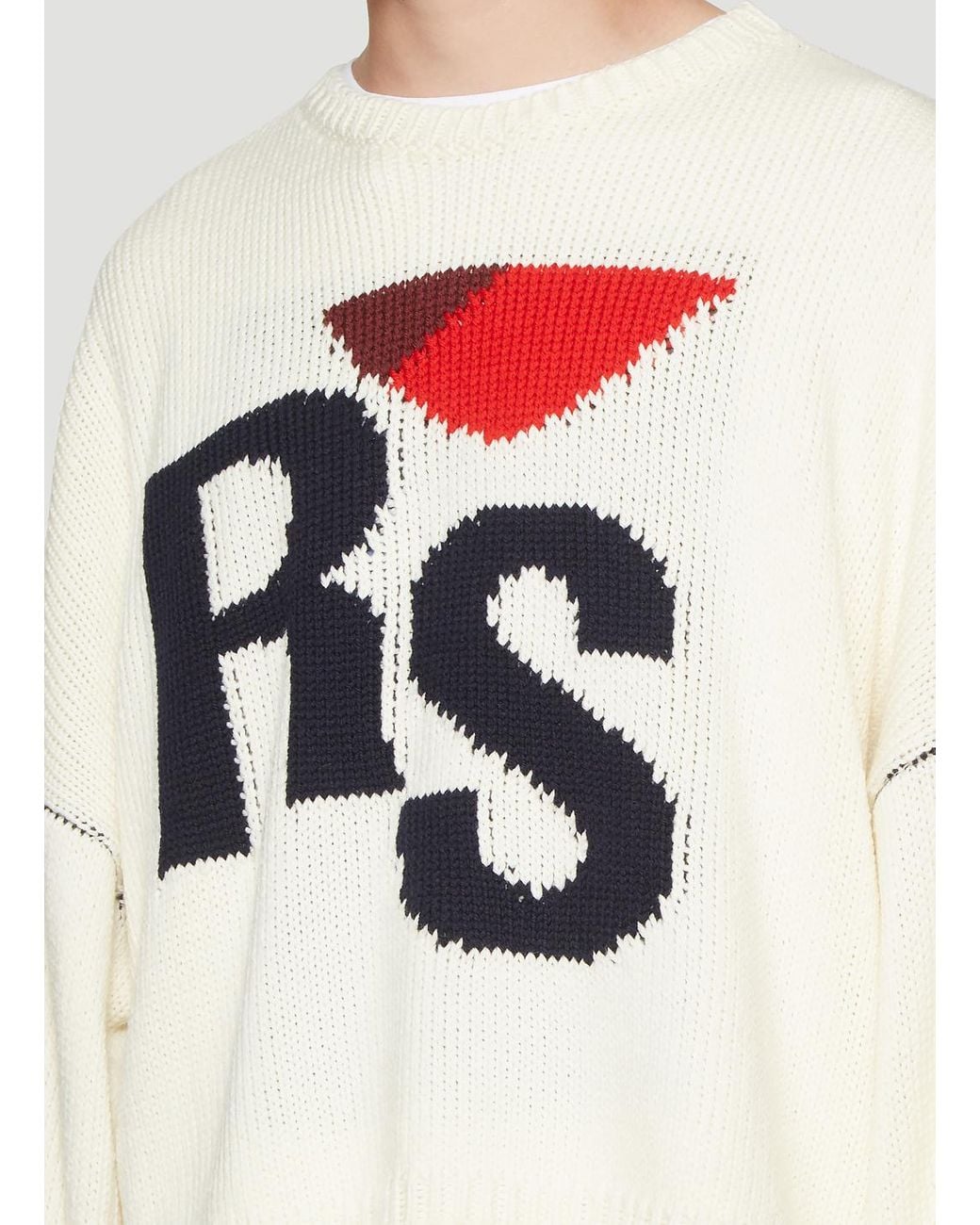 Raf Simons Cropped Rs Sweater in White for Men | Lyst Canada