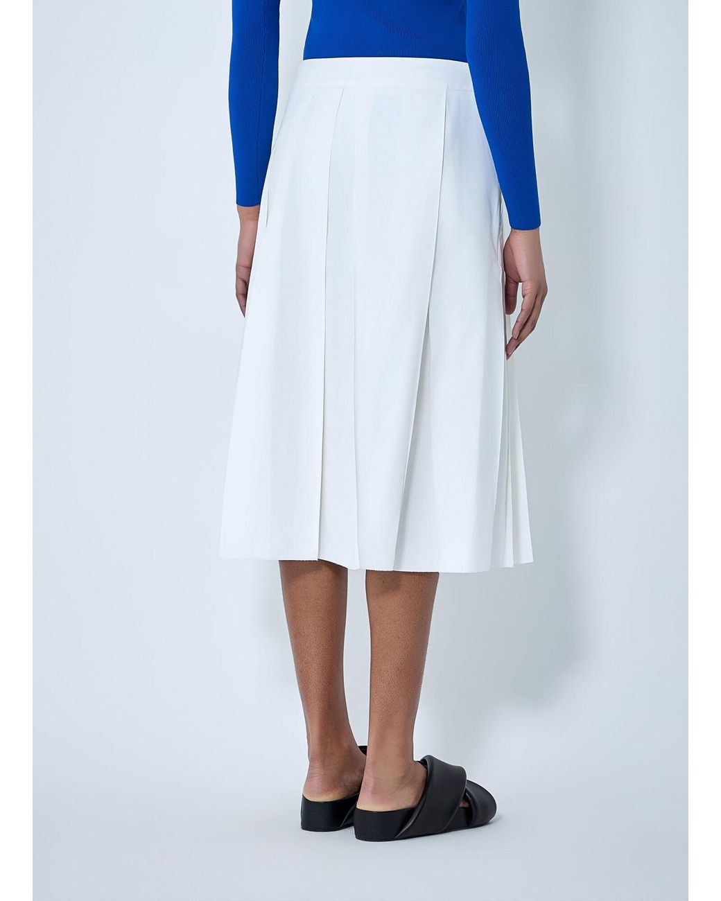 Jil Sander Blue Pleated Midi Skirt