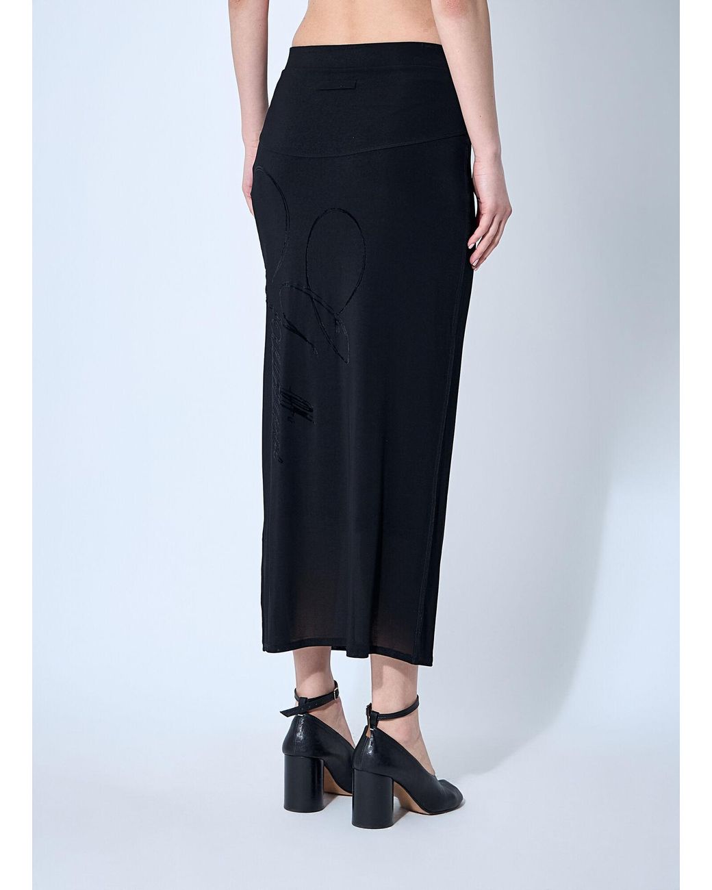 Jean Paul Gaultier Blue Mesh Tattoo Midi Skirt
