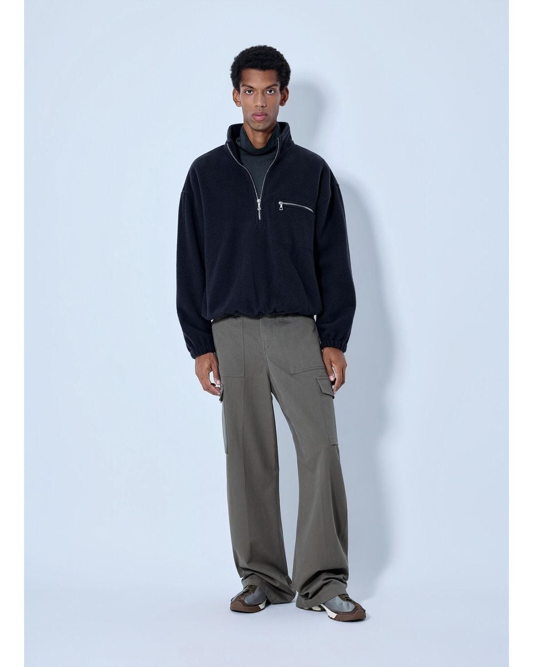 Rier Blue Polar Fleece Sweatshirt for men
