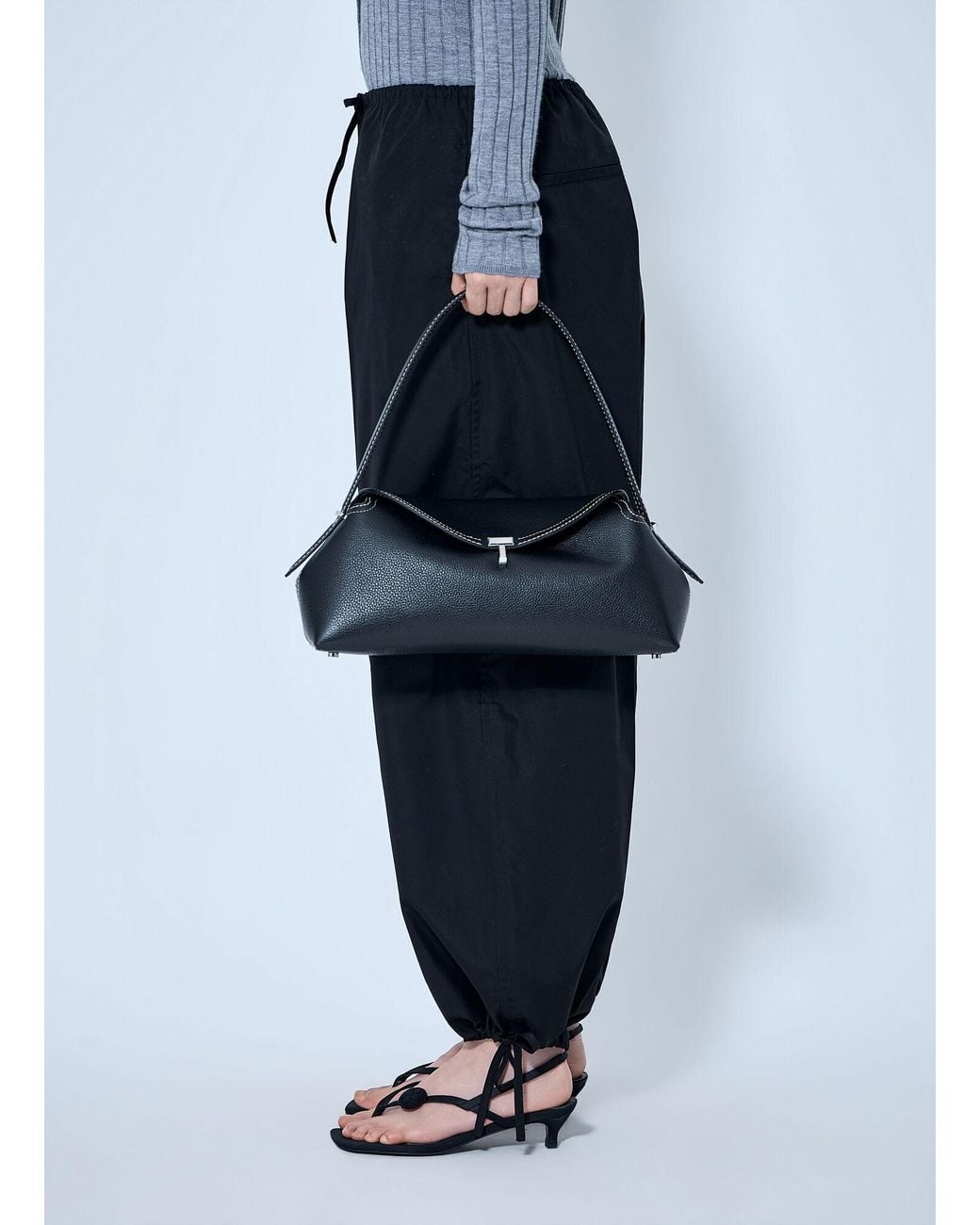 Totême Blue T-Lock Grained-Leather Shoulder Bag