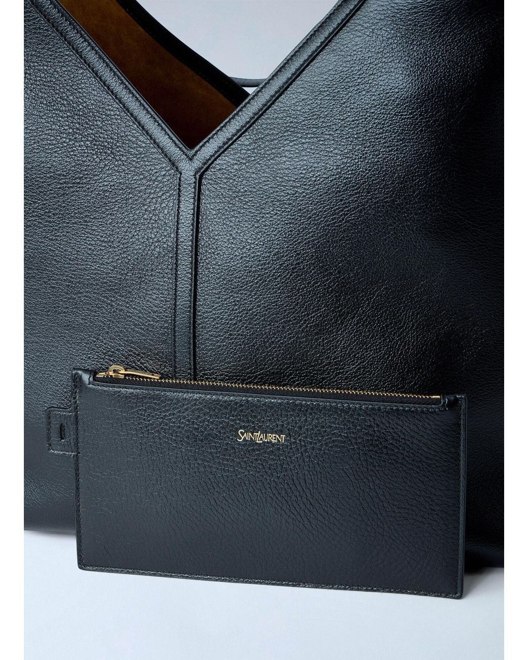 Saint Laurent Blue Y Thin Tote Bag With Removable Pouch