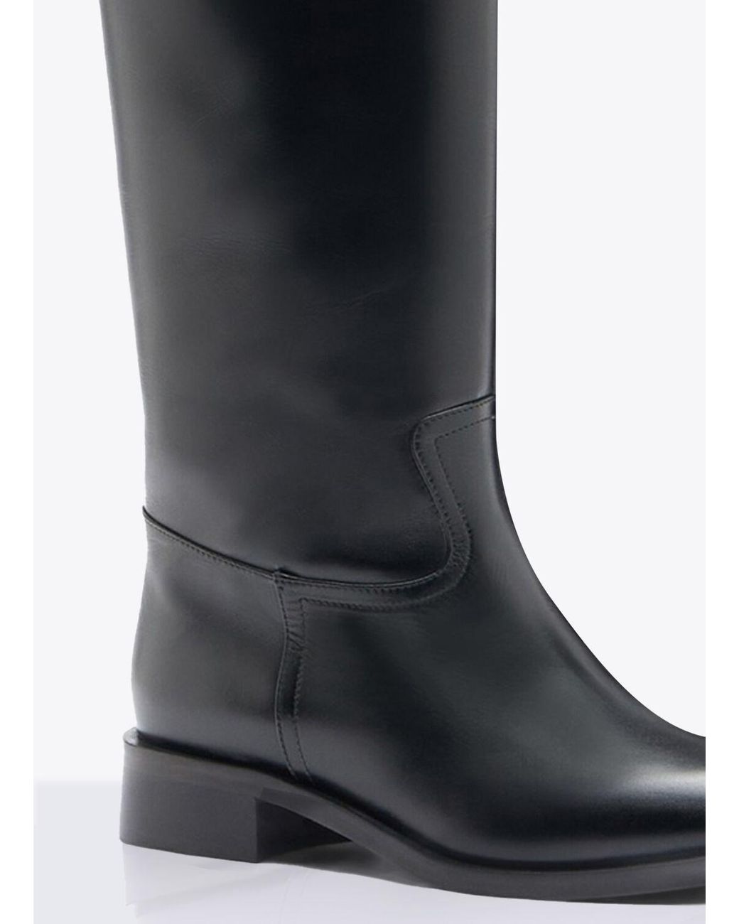 SCAROSSO Lauren High Leather Boots in Black | Lyst