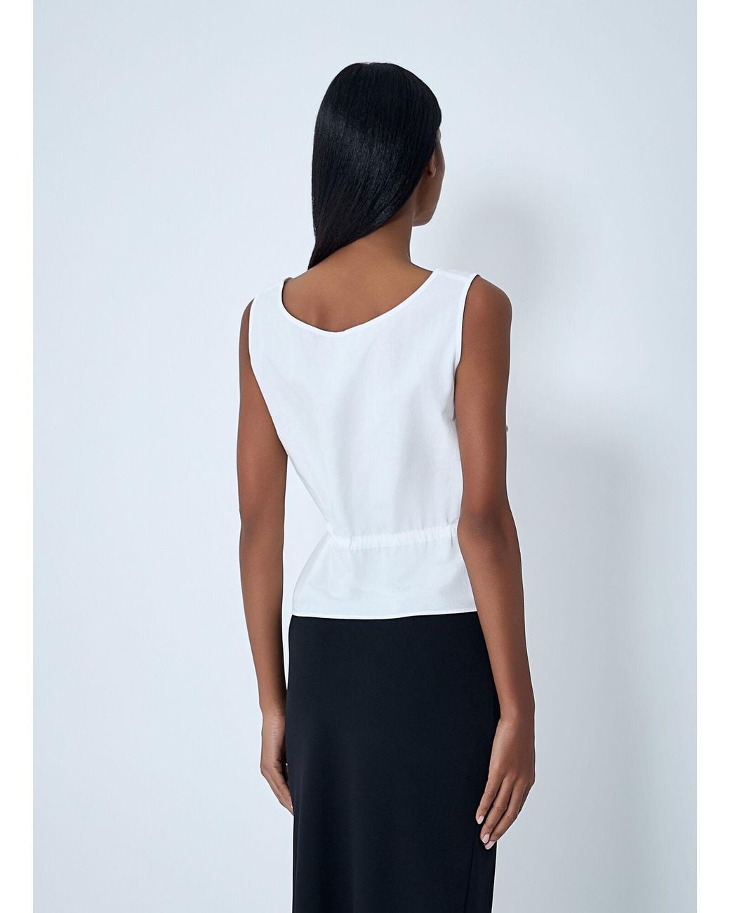 Miu Miu White Logo Motif Drawstring Top