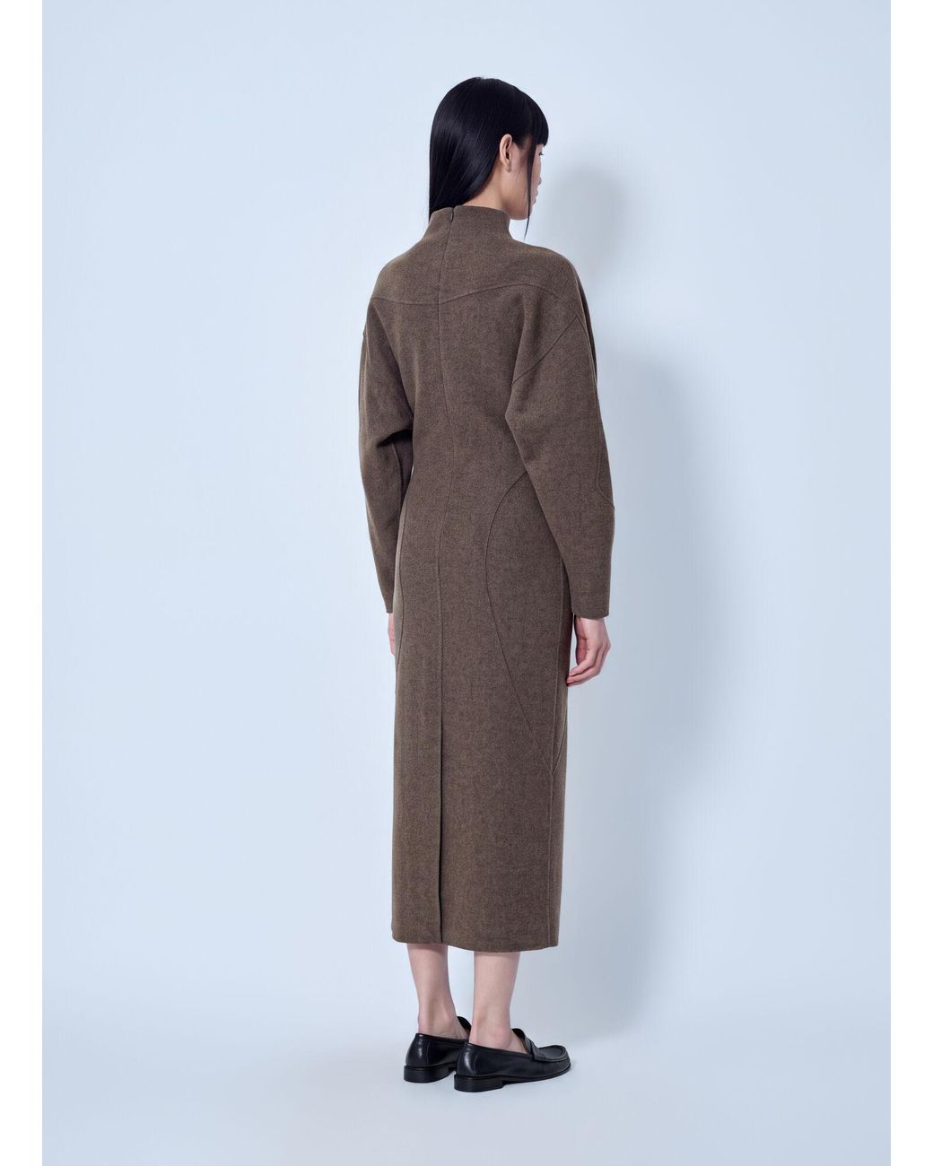 Max Mara Blue High-Neck Wool And Cashmere Jersey Dress