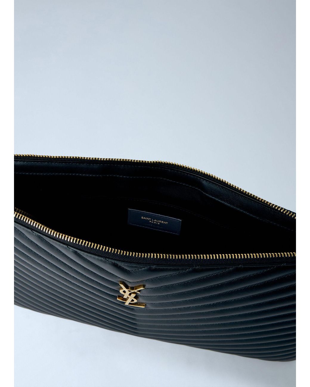 Saint Laurent Blue Cassandre Matelassé Document Holder
