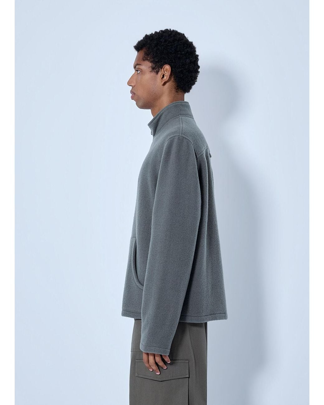 Rier Gray Fleece Full Zip Sweatshirt for men