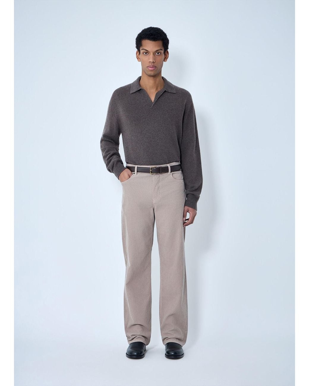 The Row Gray Leach Polo Sweater for men