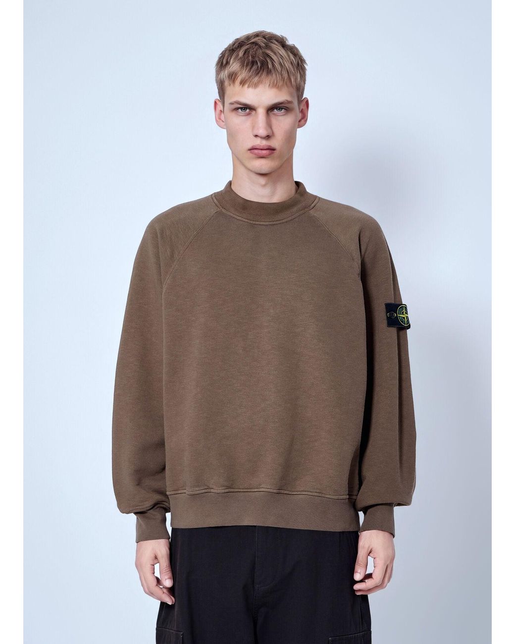 Stone Island Brown Sweatshirt With Logo Patch for men