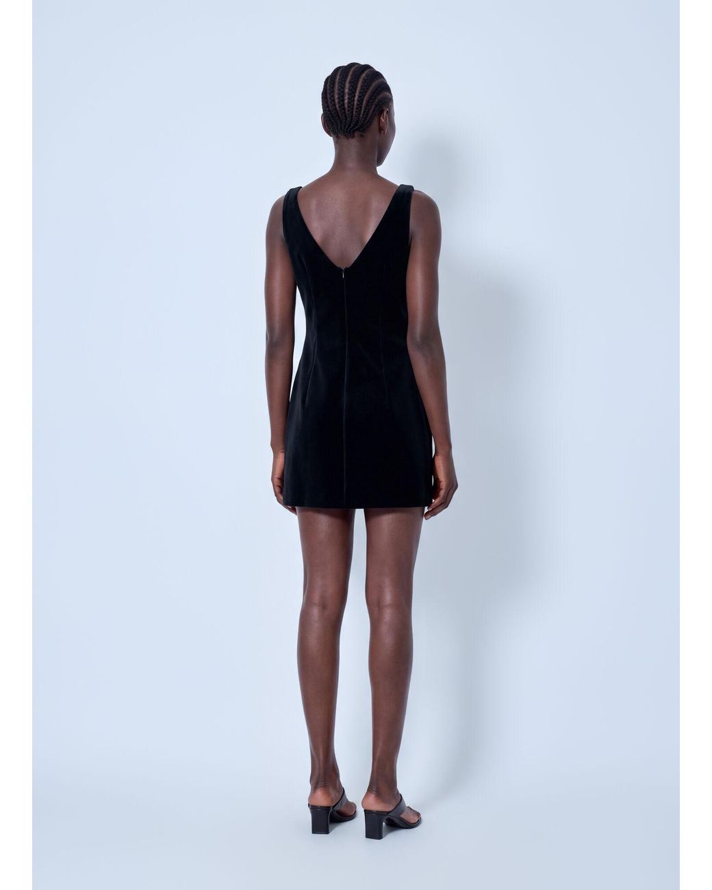 Sportmax Blue Sleeveless Velvet Mini Dress