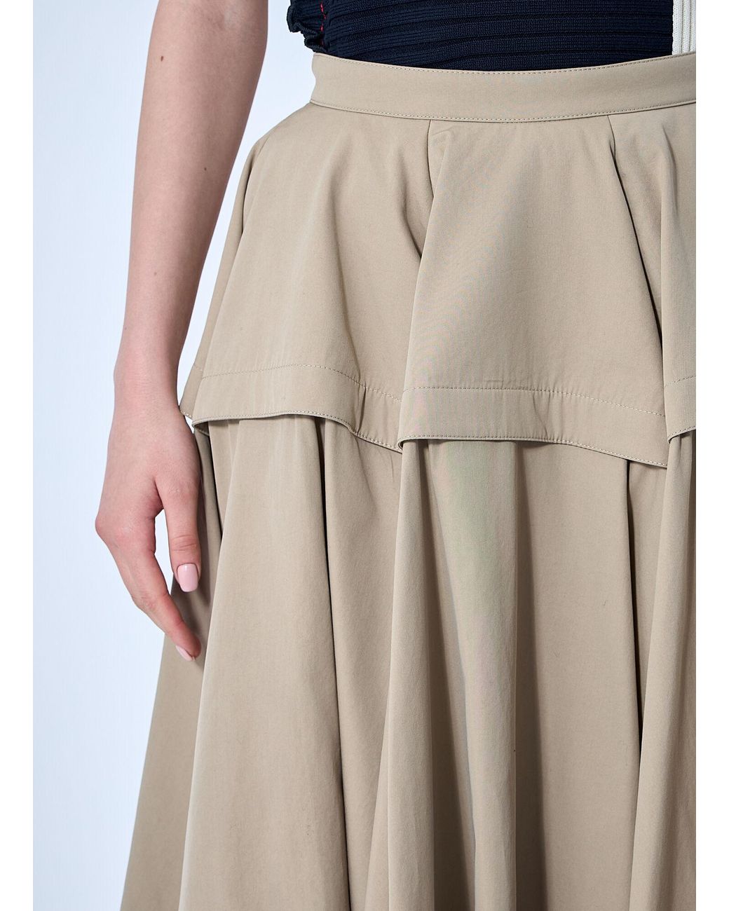 Bottega Veneta Natural Gathered Midi Skirt