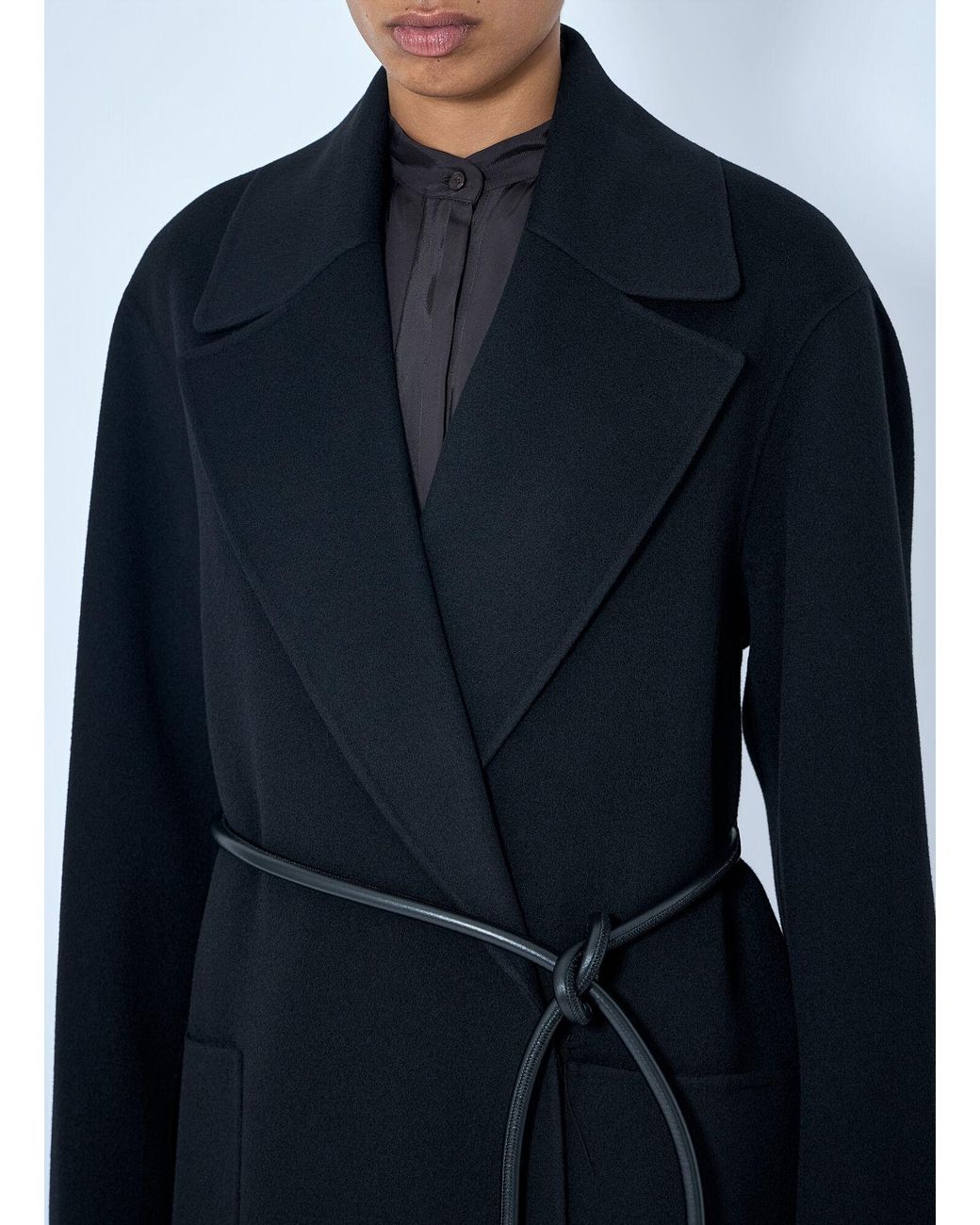 Sportmax Blue Belted Wool Overcoat