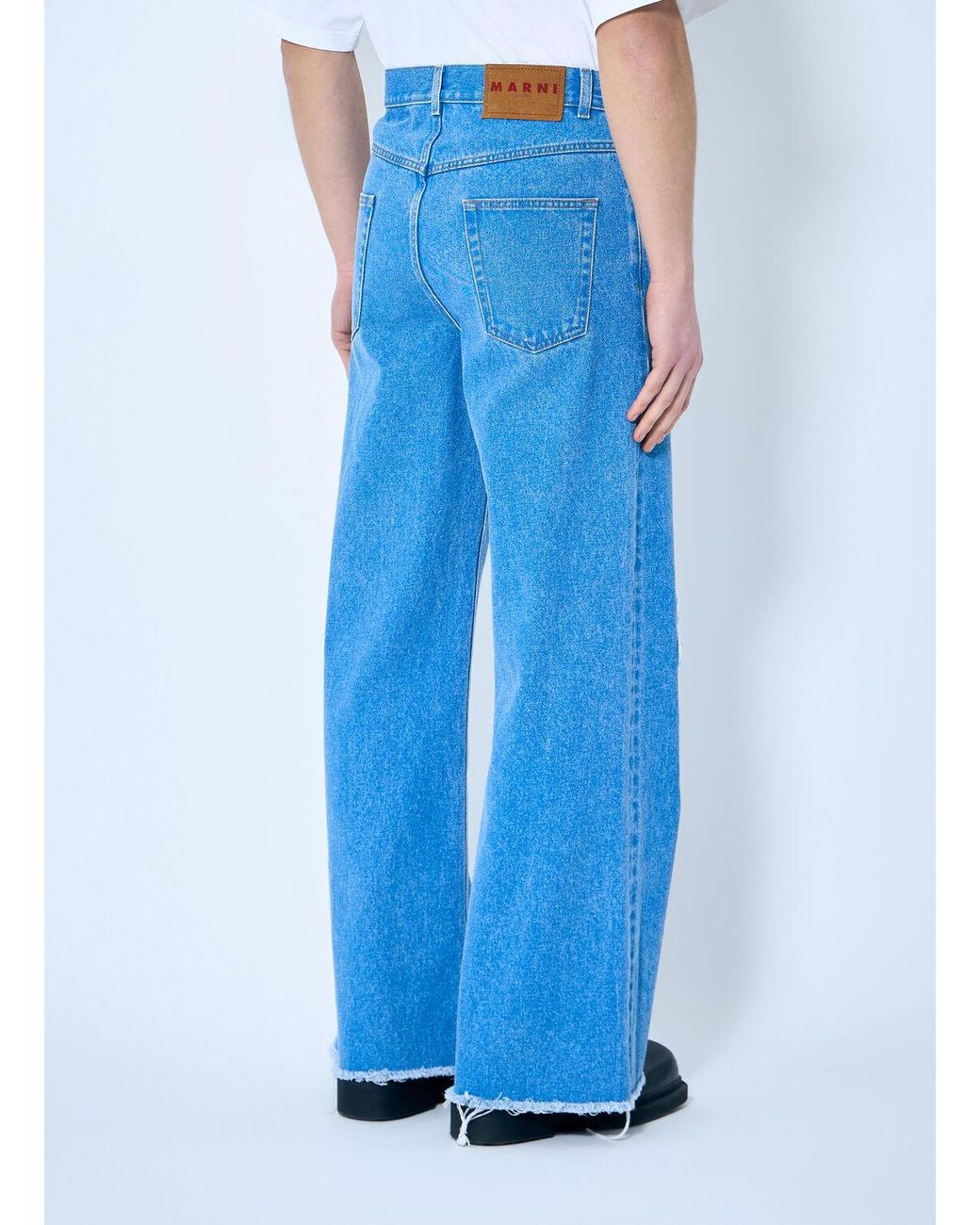 Marni Flower Patch Wide-Leg Jeans in Blue for Men | Lyst