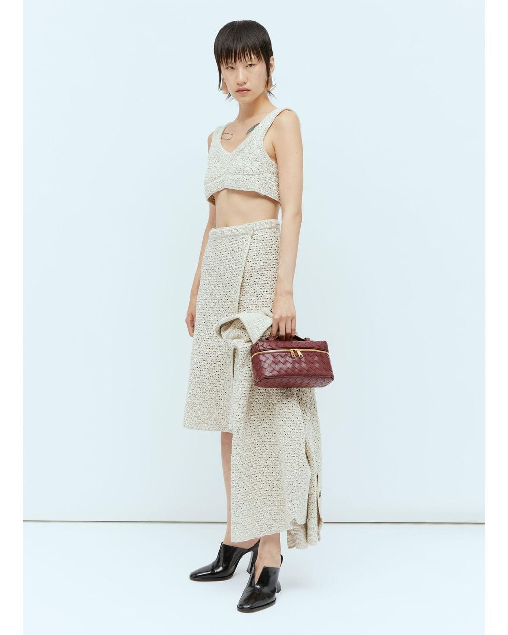 Bottega Veneta White Textured Knit Crop Top