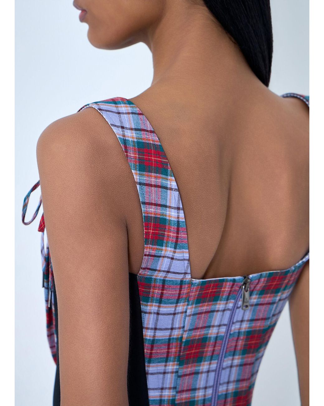 Vivienne Westwood Blue Plaid Patterned Corset Top