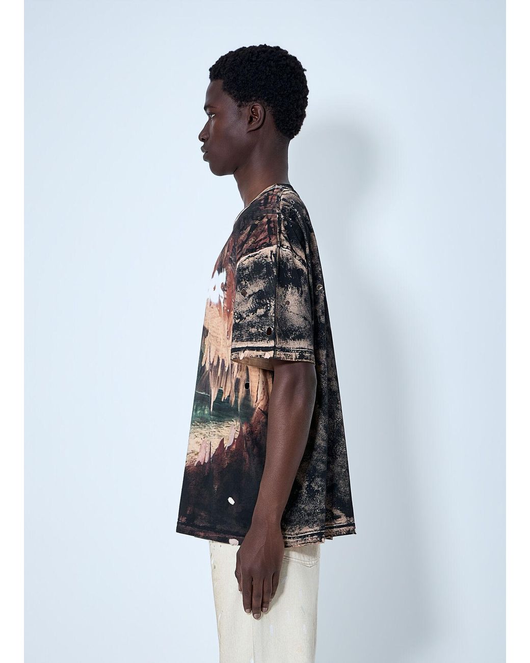 Acne Brown Graphic Print T-Shirt for men