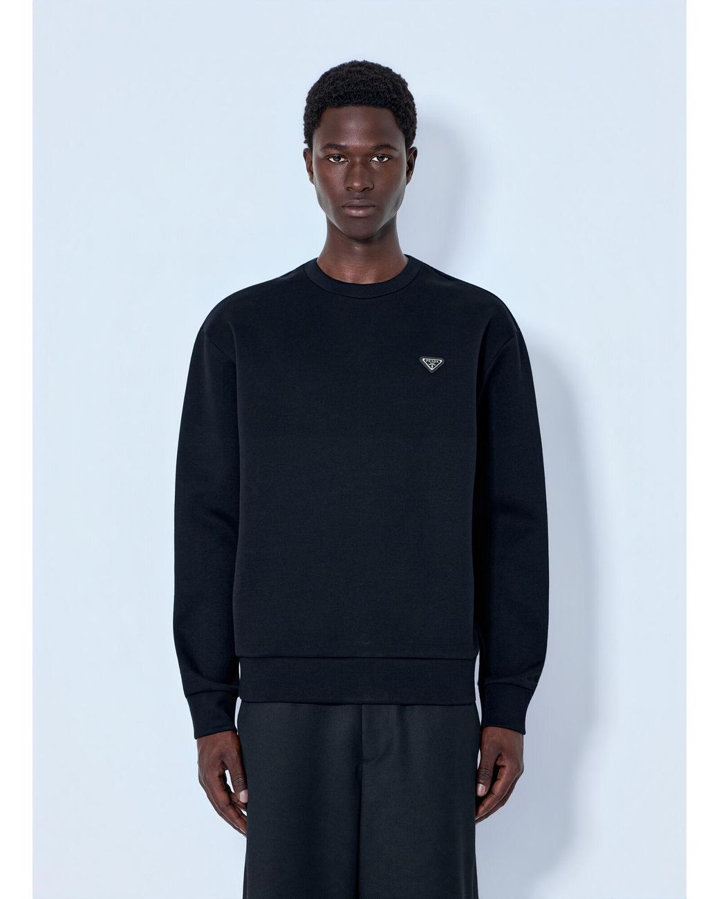 Prada Blue Technical Cotton Sweatshirt for men
