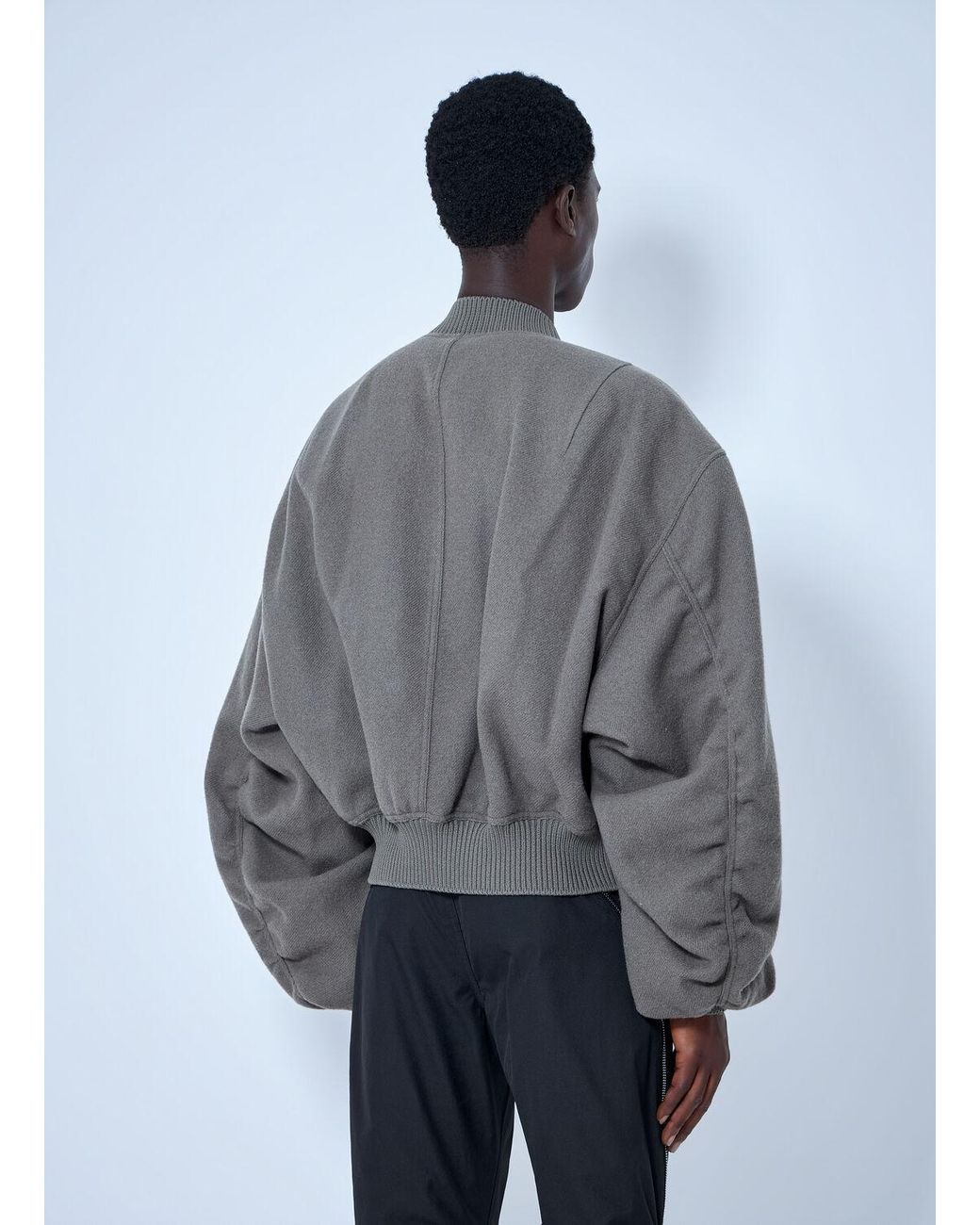 Rick Owens Gray Zip-Up Bomber Jacket for men