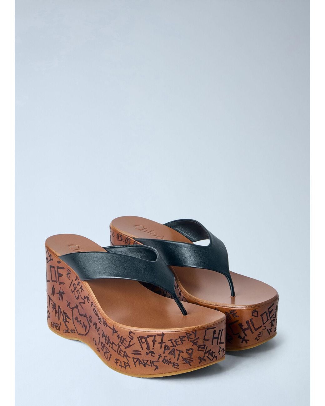 Chloé Blue Maxime Wedge Sandals