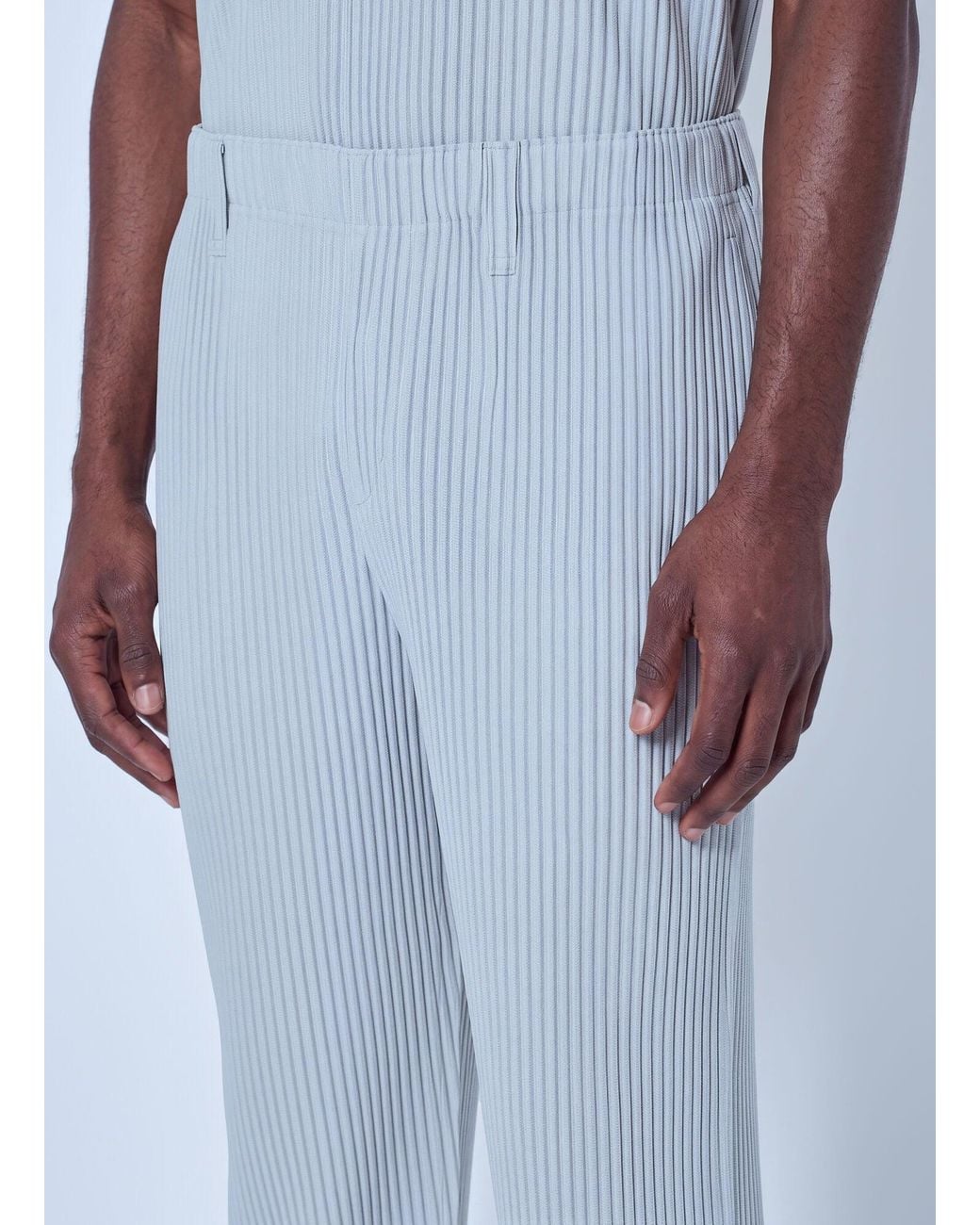 Homme Plissé Issey Miyake Blue Pleated Cropped Pants for men