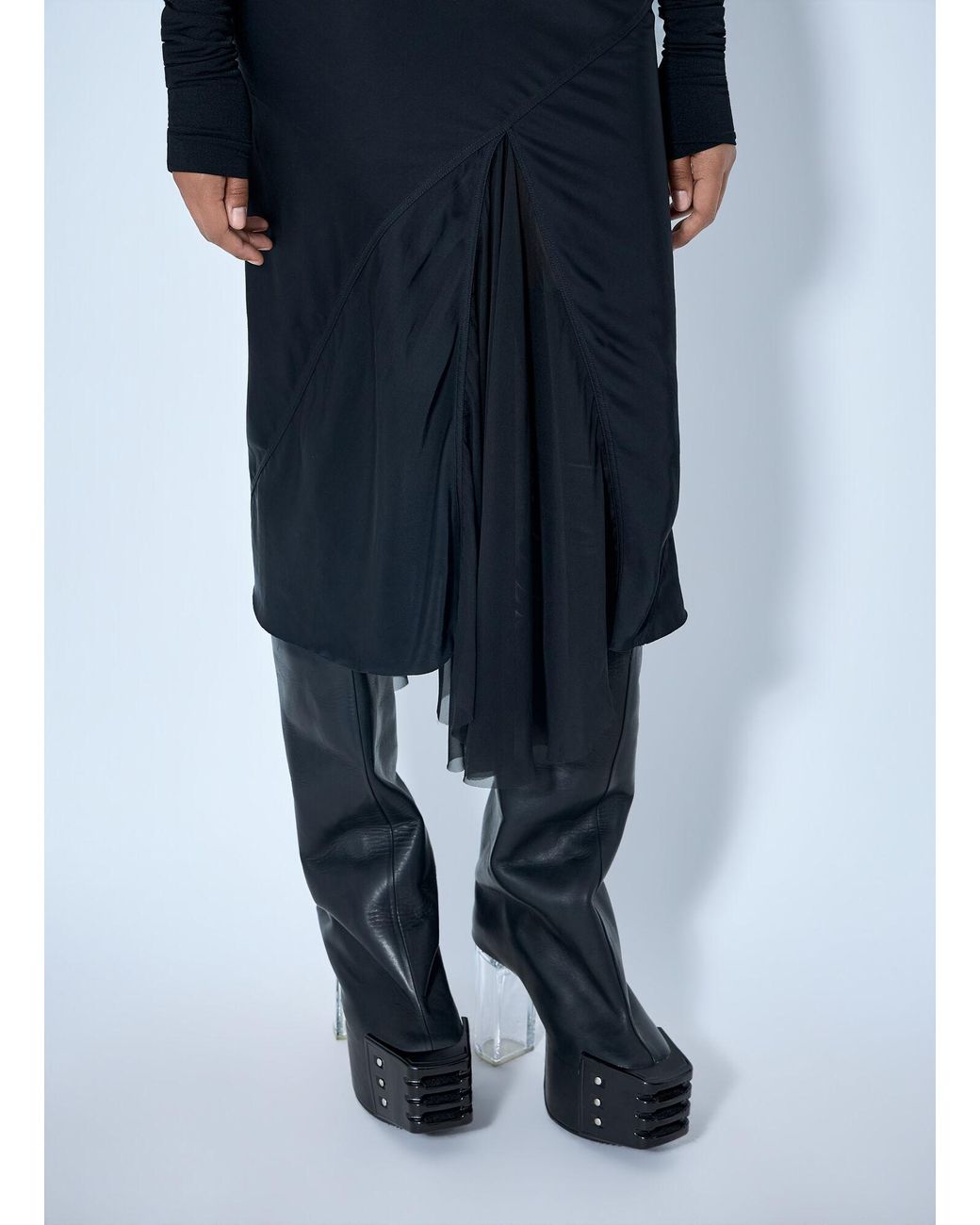 Rick Owens Blue Asymmetrical Midi Skirt