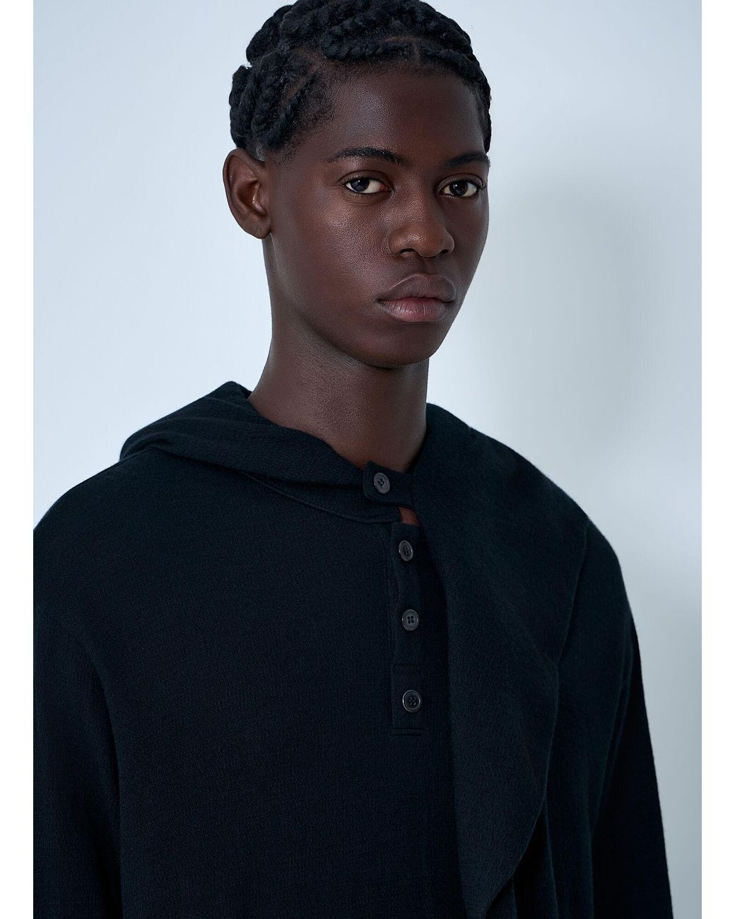 Yohji Yamamoto Blue Hooded Sweater for men
