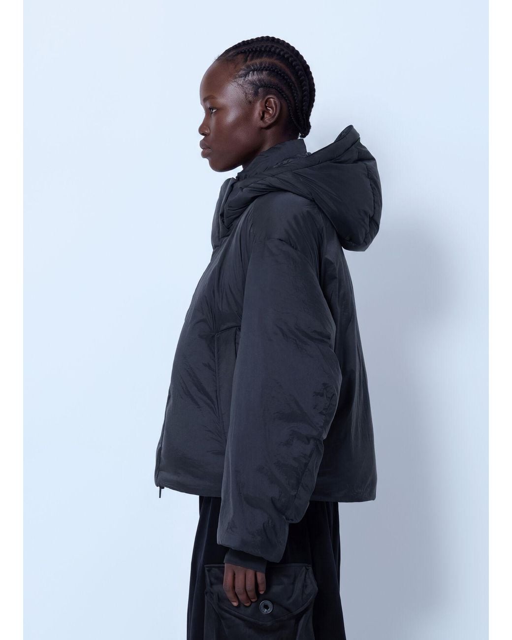 Y-3 Blue Hooded Puffer Jacket