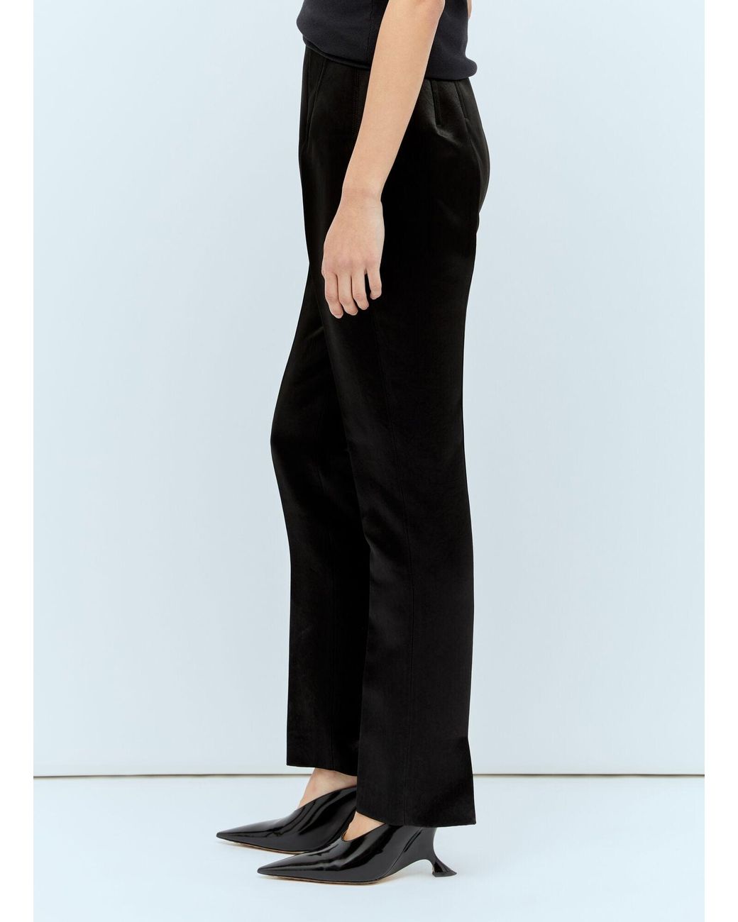 Sportmax Black Satin Tailored Pants