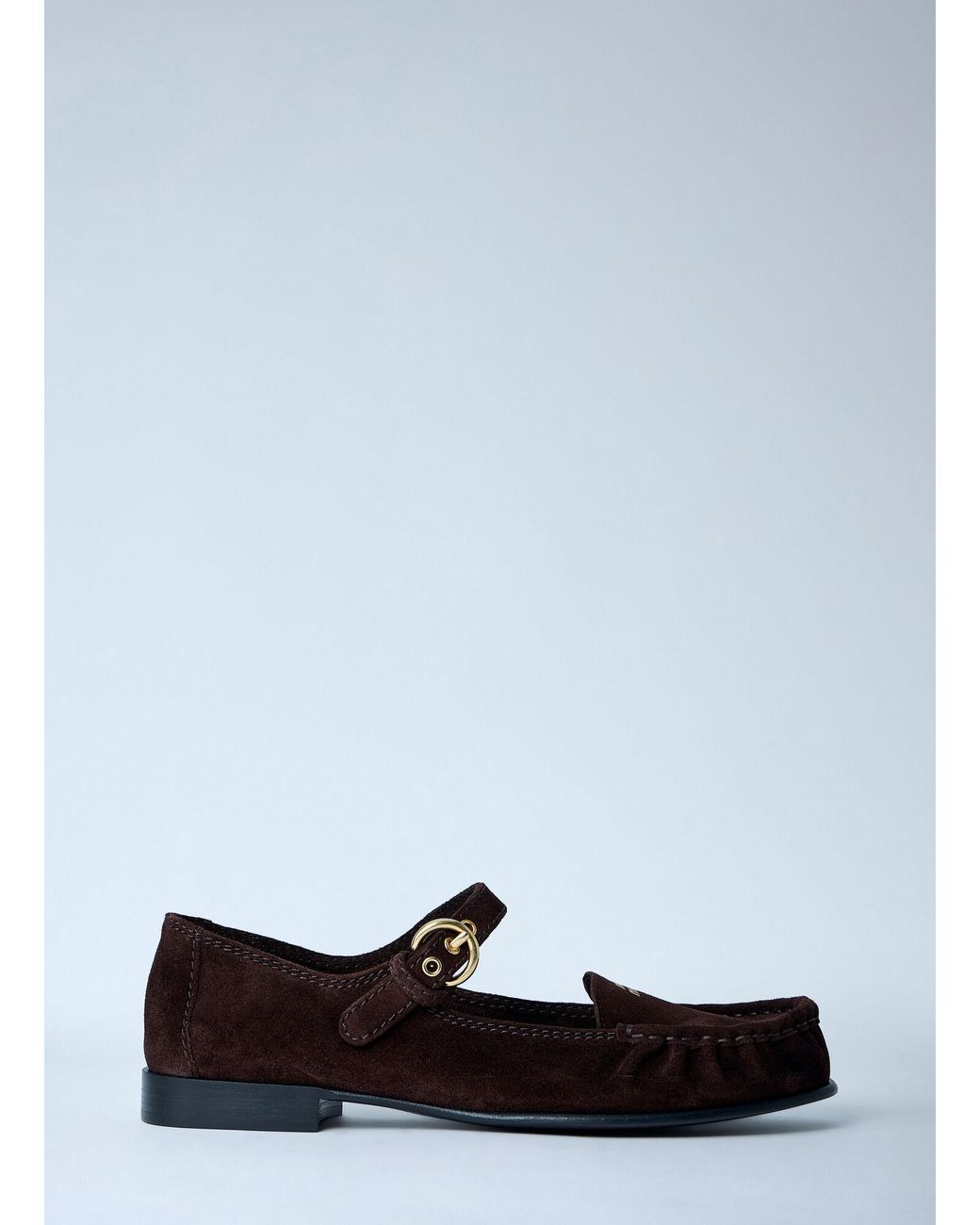 Miu Miu White Suede Mary Jane Loafers