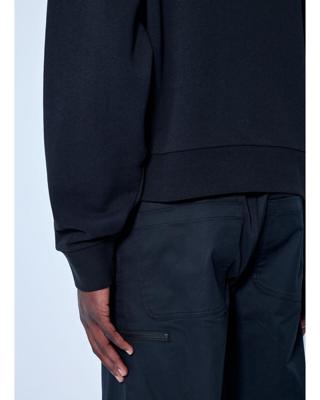 Moncler Blue Half-Zip Sweatshirt With Logo Patch for men