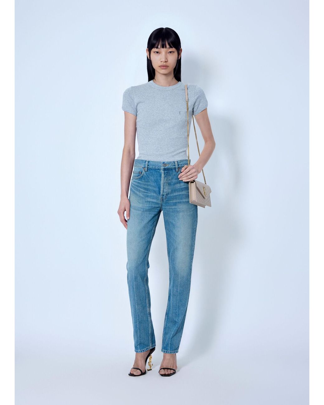 Saint Laurent Blue Mid-Rise Straight Jeans