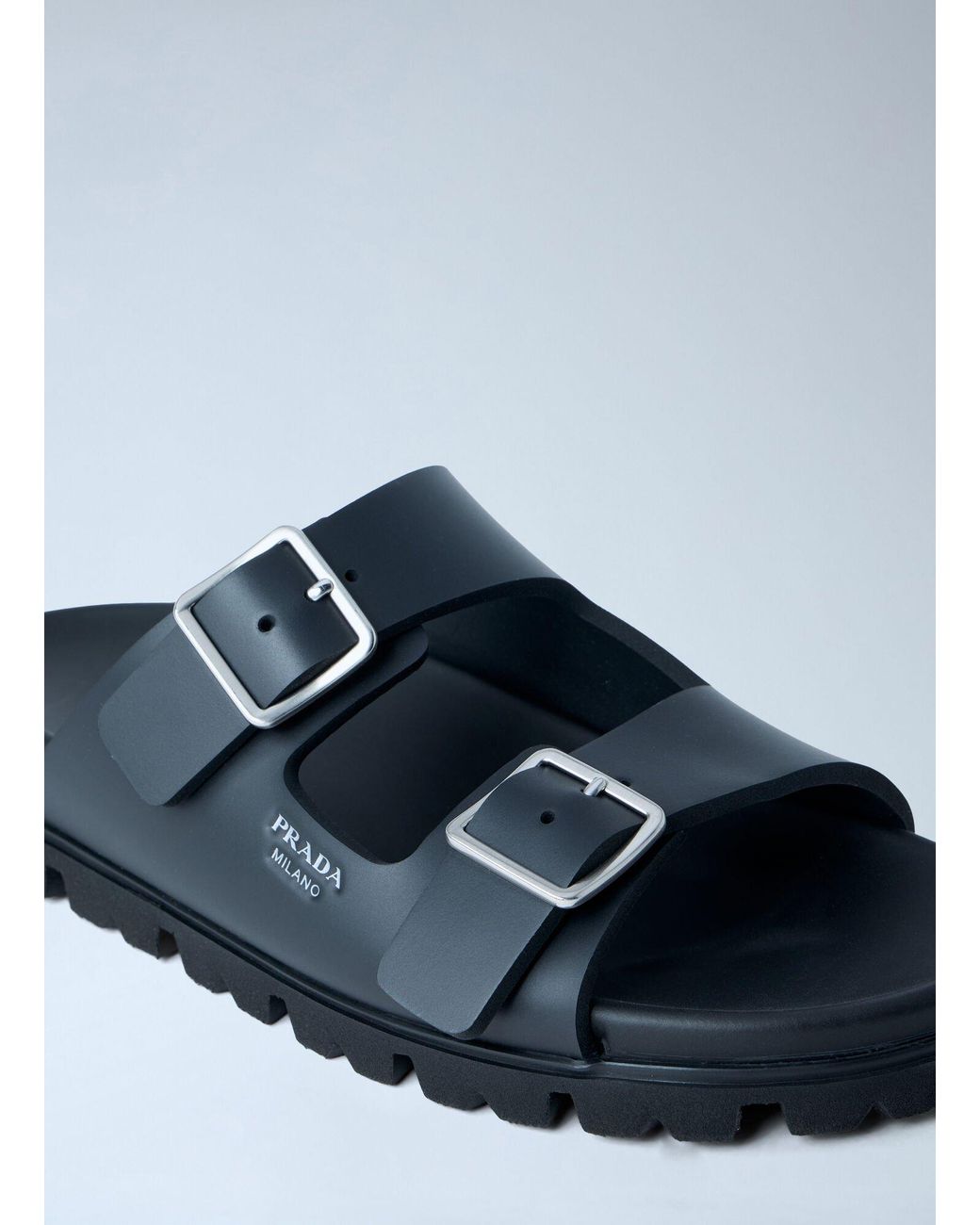 Prada Black Rubber Slides