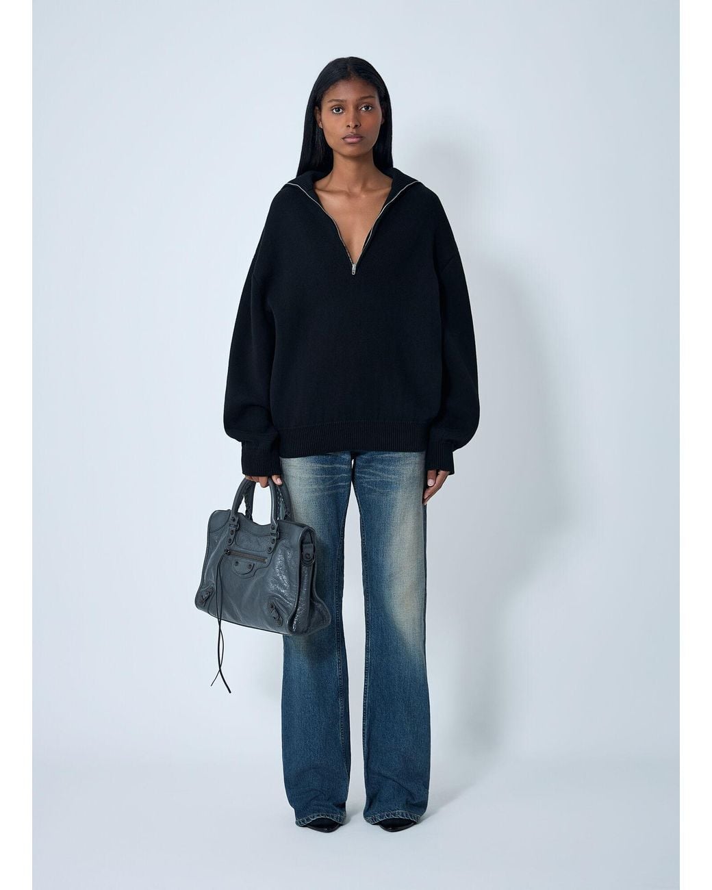 Balenciaga Blue Zip-Up Sweater